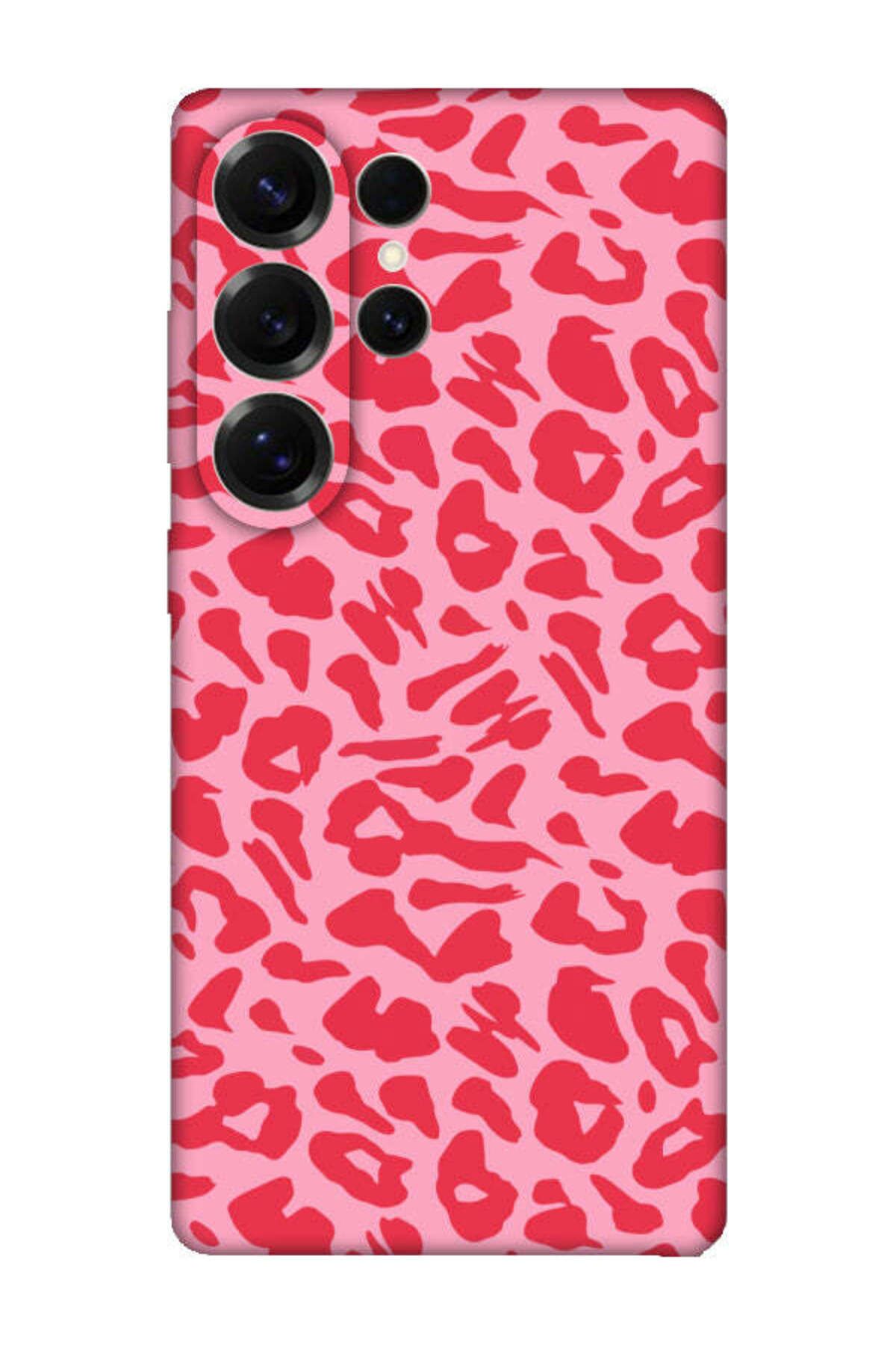 frondcase Samsung S25 Ultra Leopar Desen Pembe Telefon Kılıfı