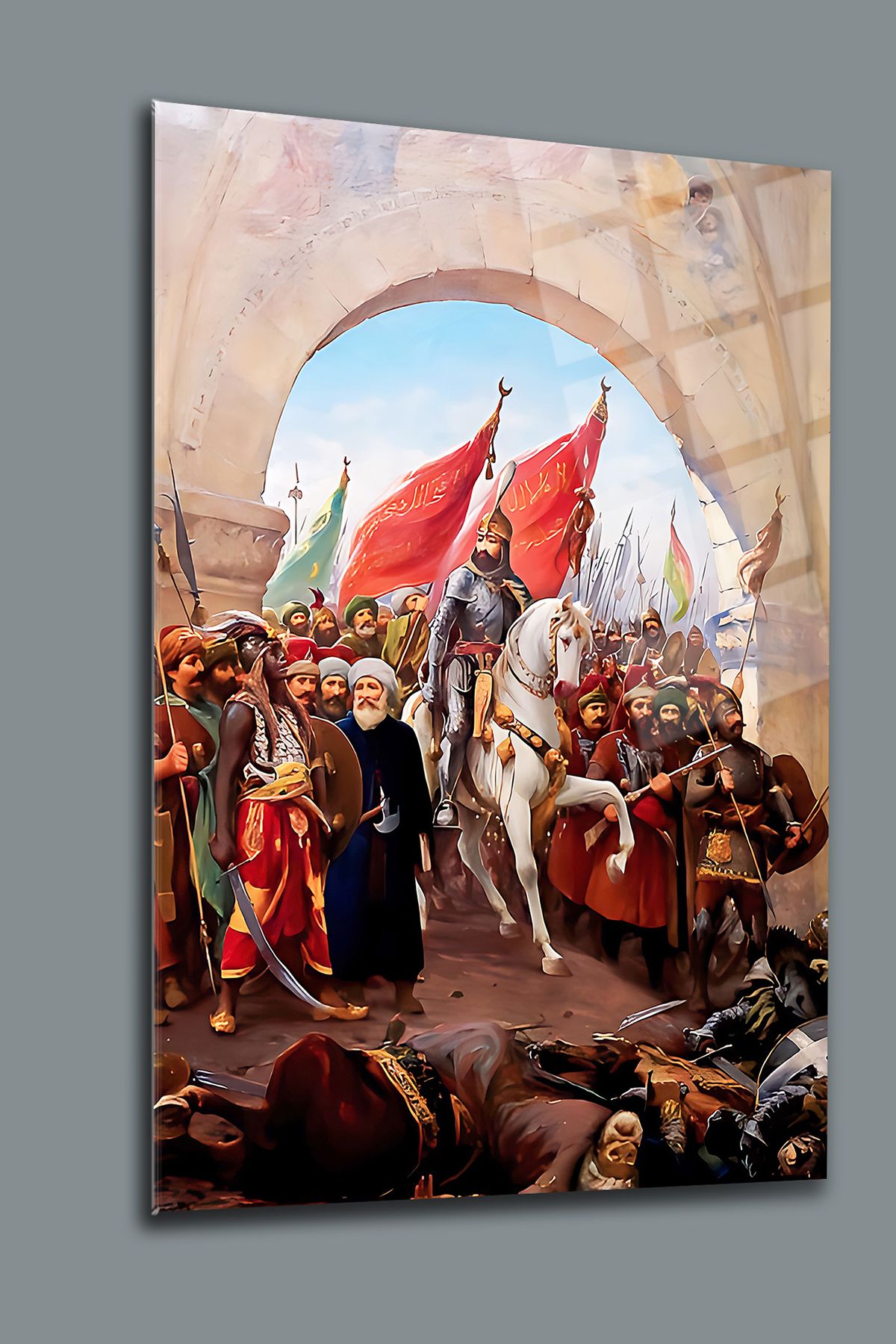 glassartdesign Fatih'in İstanbul'a Girişi Cam Tablo - 1453 İstanblu'un Fethi Cam Tablo