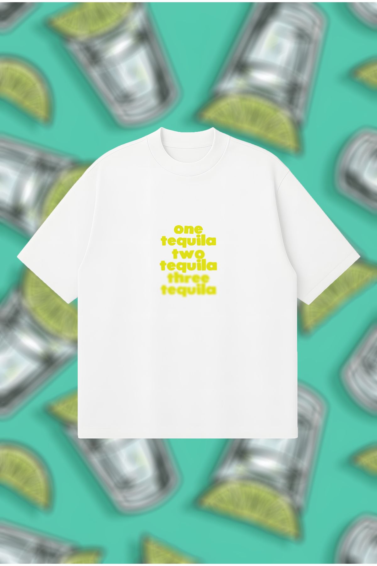 PURE POWER One Two Three Tequila Tekila Boxy Fit Oversize Unisex Tshirt – Baskılı Tişört | Streetwear