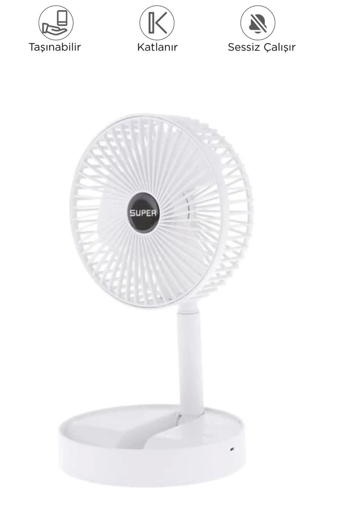 Blackbird Game Center Blic BFN11 Beyaz Şarjlı Katlanılabilir Mini Fan Masa Üstü Vantilatörü Soğutucu Sessiz El Fanı