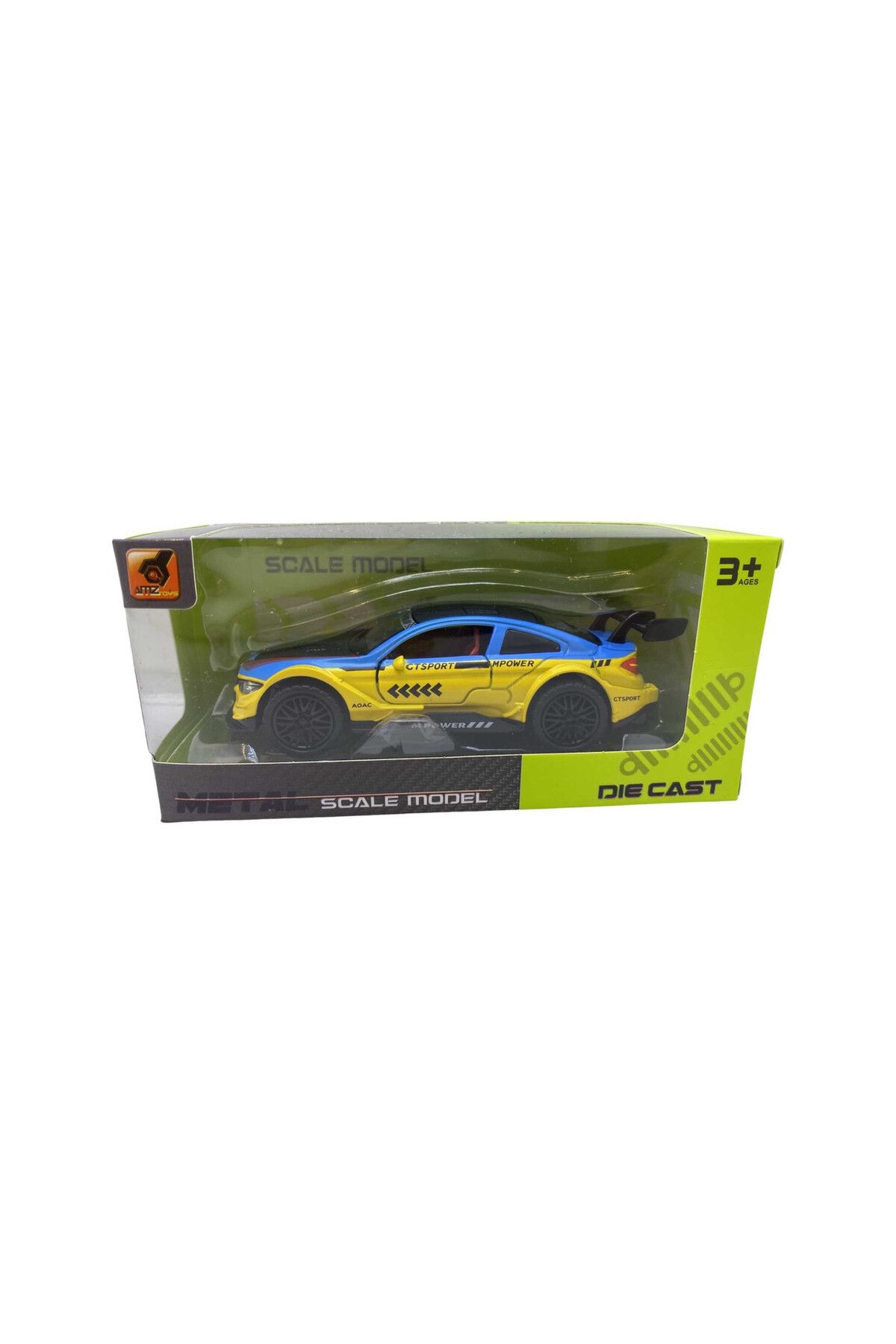 JPT-Bmw M3 Competition blue yellow metal replica model 1:38 scale 3