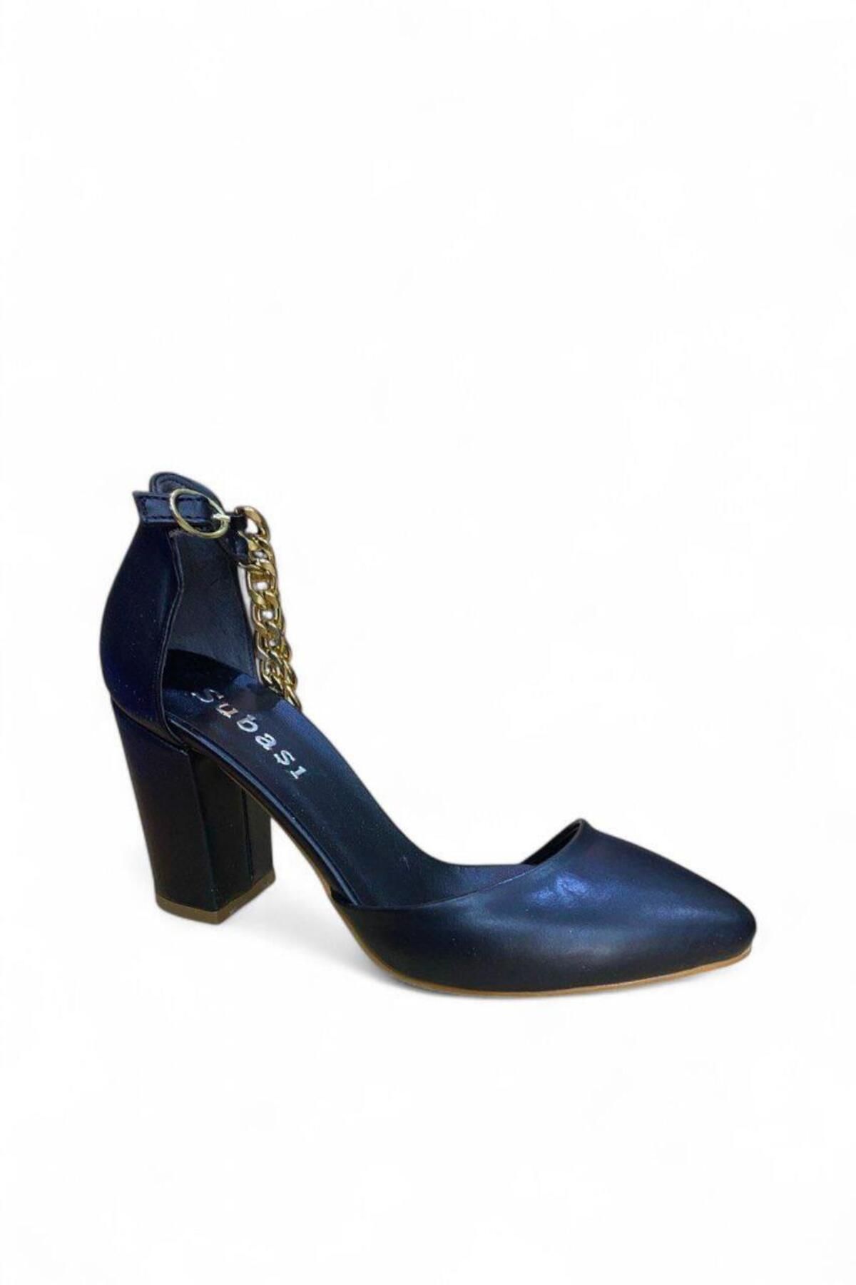 CihanShoes Siyah Cilt 8.5'cm Topuklu Kadın Ayakkabı 36-37-38-39-40 Numara