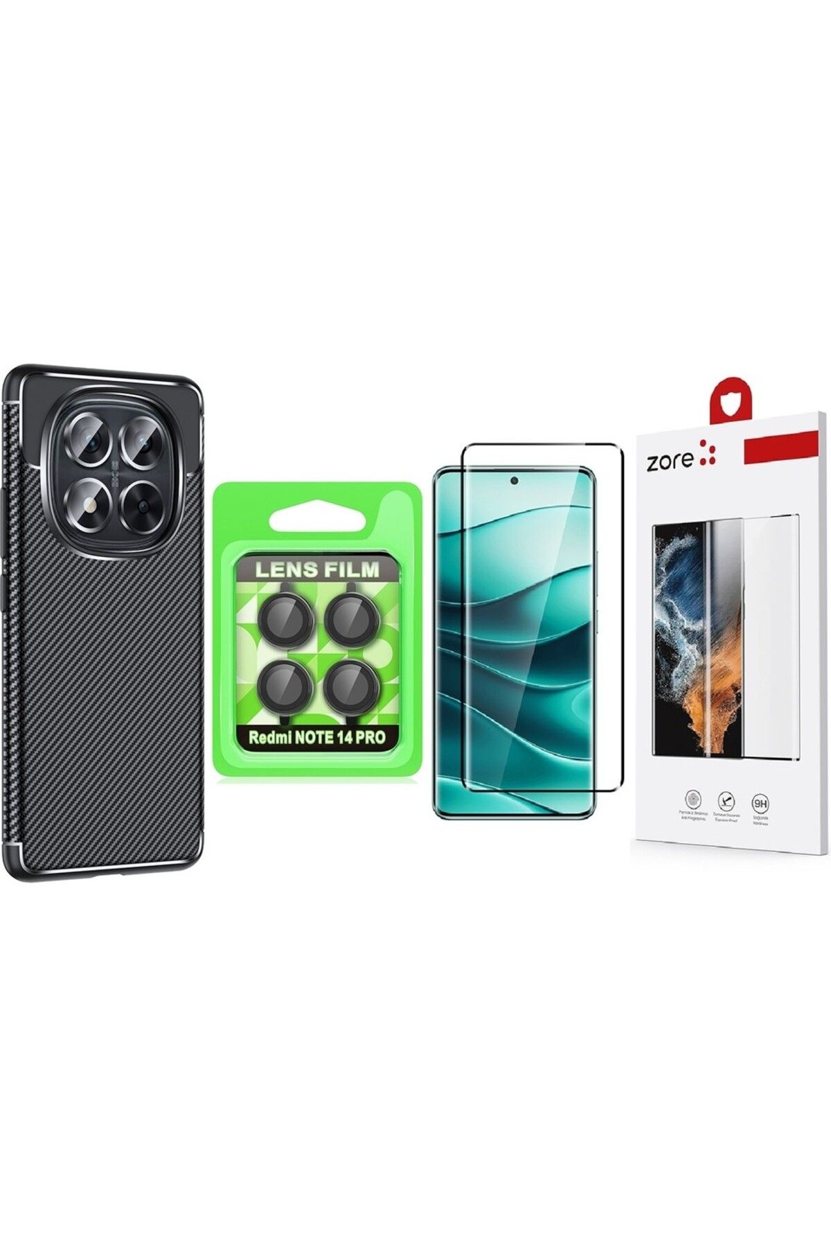Vendas Xiaomi Redmi Note 14 Pro 5G Kılıf Zore Negro Silikon Kapak + Lens Koruyucu + Nano Ekran Koruyucu