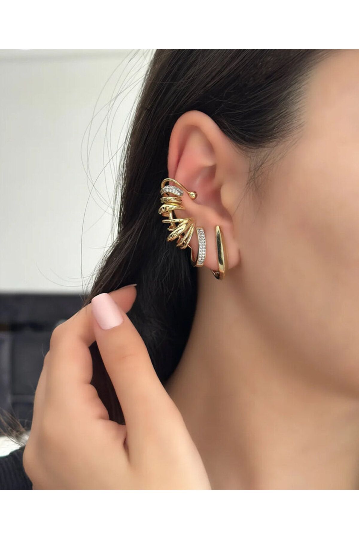 arya luxe Çoklu Görünüm Tek Delik Küpe (sağ kulak uyumlu)