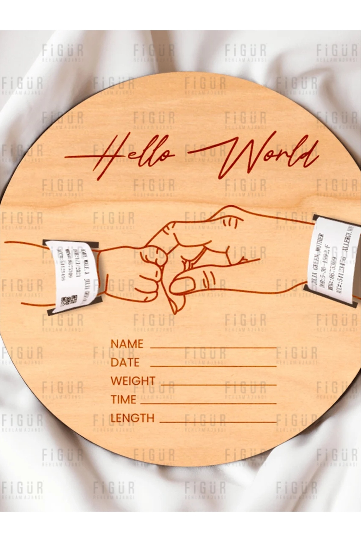 medyarella Yeni Doğan Bebek Hatıra Panosu | Doğum Bilgili, Bileklikli, Kişiye Özel Ahşap Tasarım fotoğrafı 4 (önizleme)