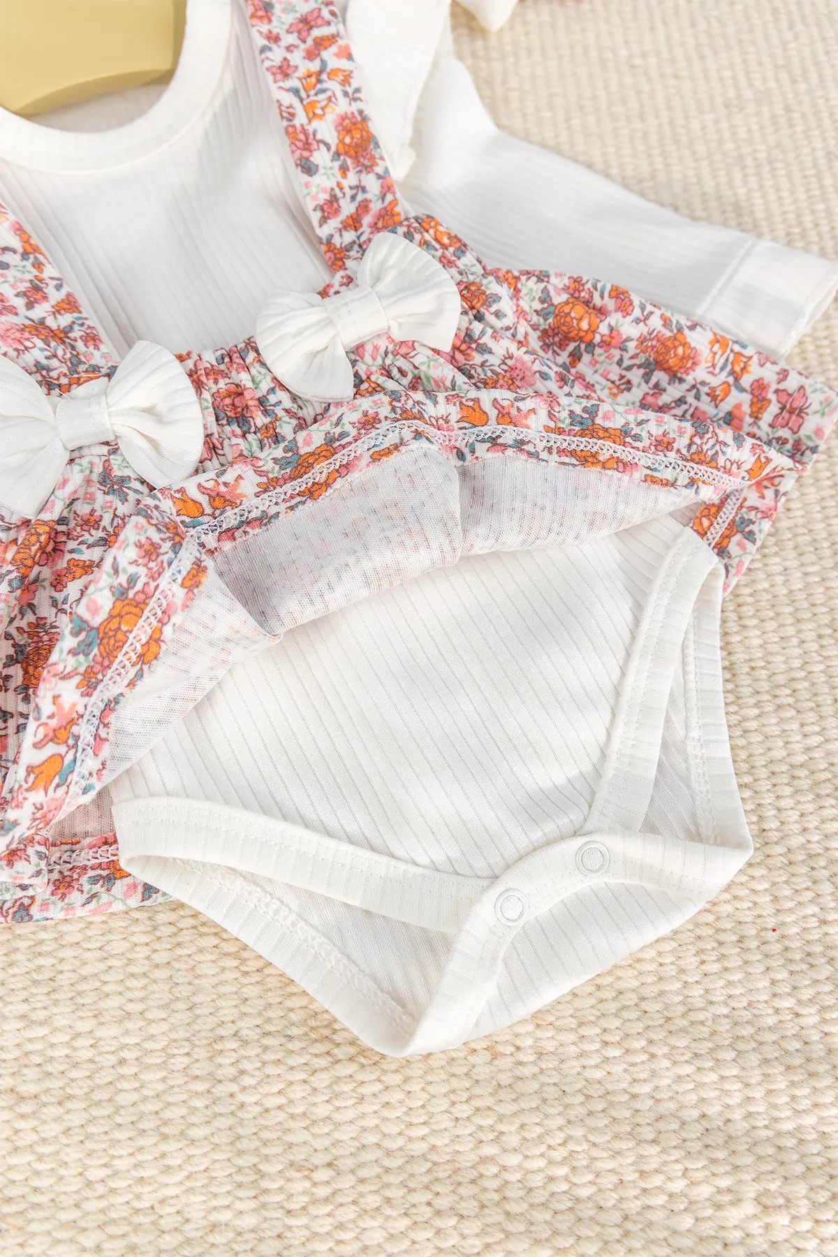 Babymod Fiyonklu Bandanalı 100% Pamuk Şık Kız Bebek Jile Etek Elbise fotoğrafı 4 (önizleme)