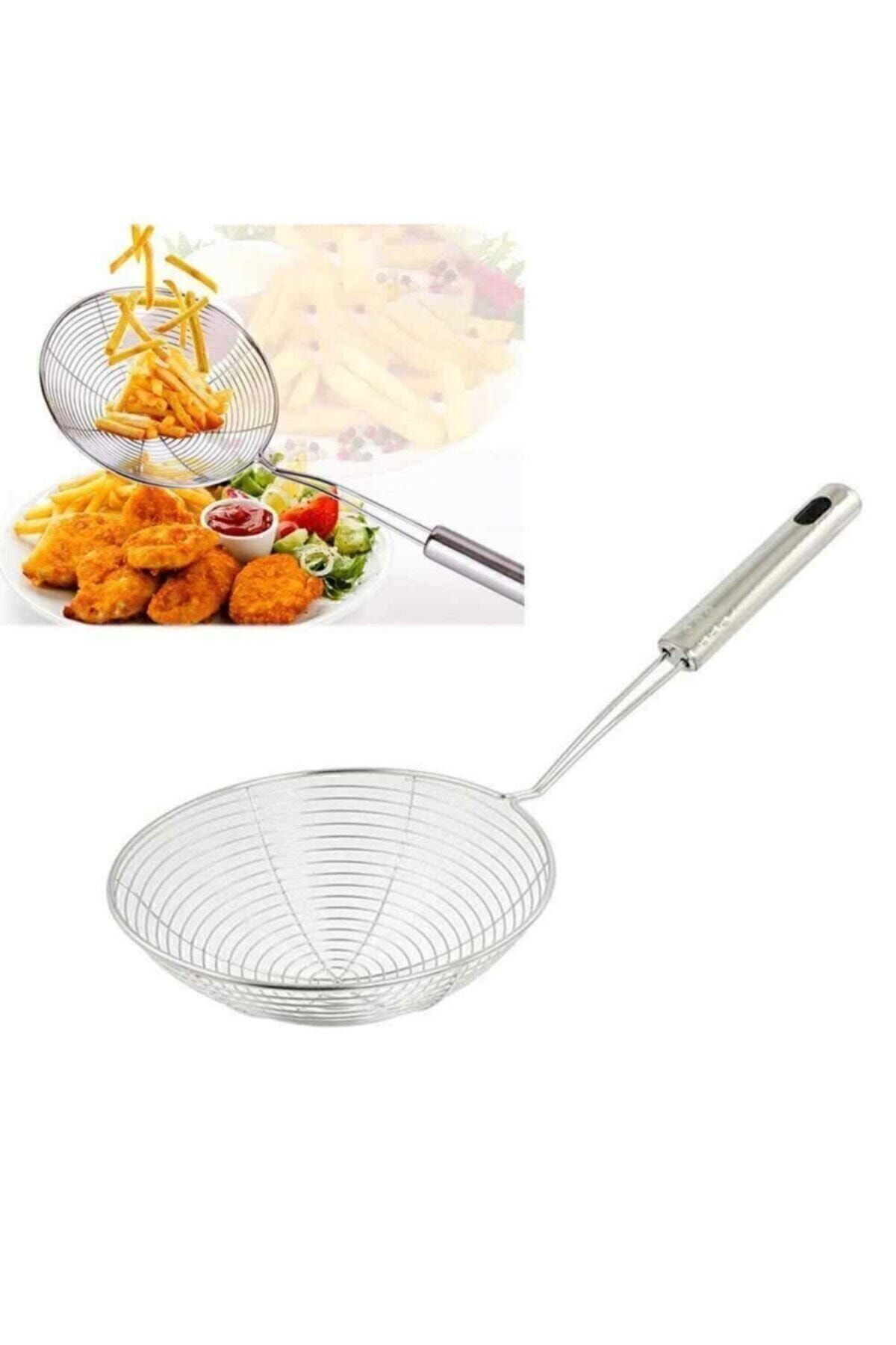 Snow Homs Paslanmaz Çelik Patates Kabak Sebze Kızartma Kevgiri, Metal Saplı Kevgir 16cm Çapında,kepçe