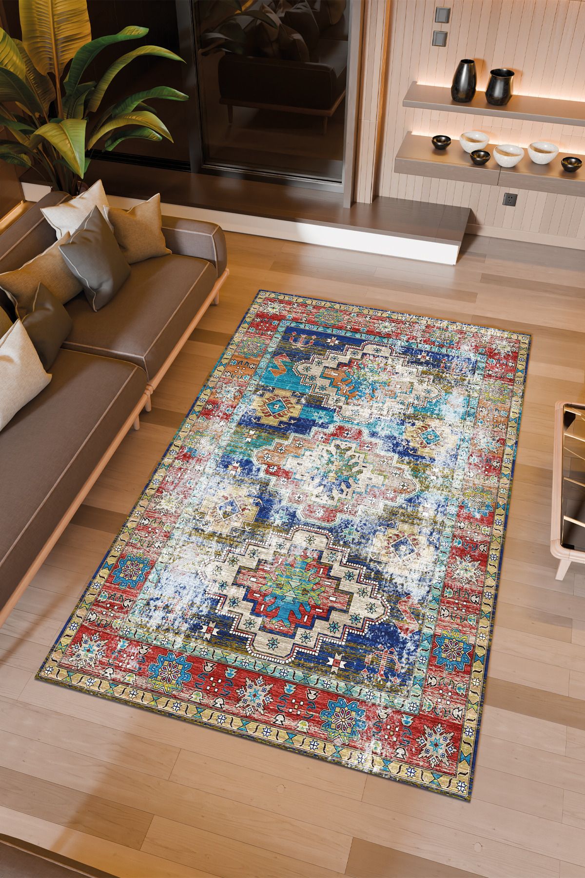 Halıcıoğlu home Dijital Baskı Makinede Yıkanabilir Kaymaz Taban Salon Halısı Yatak Odası Halısı & Yolluk Modelleri