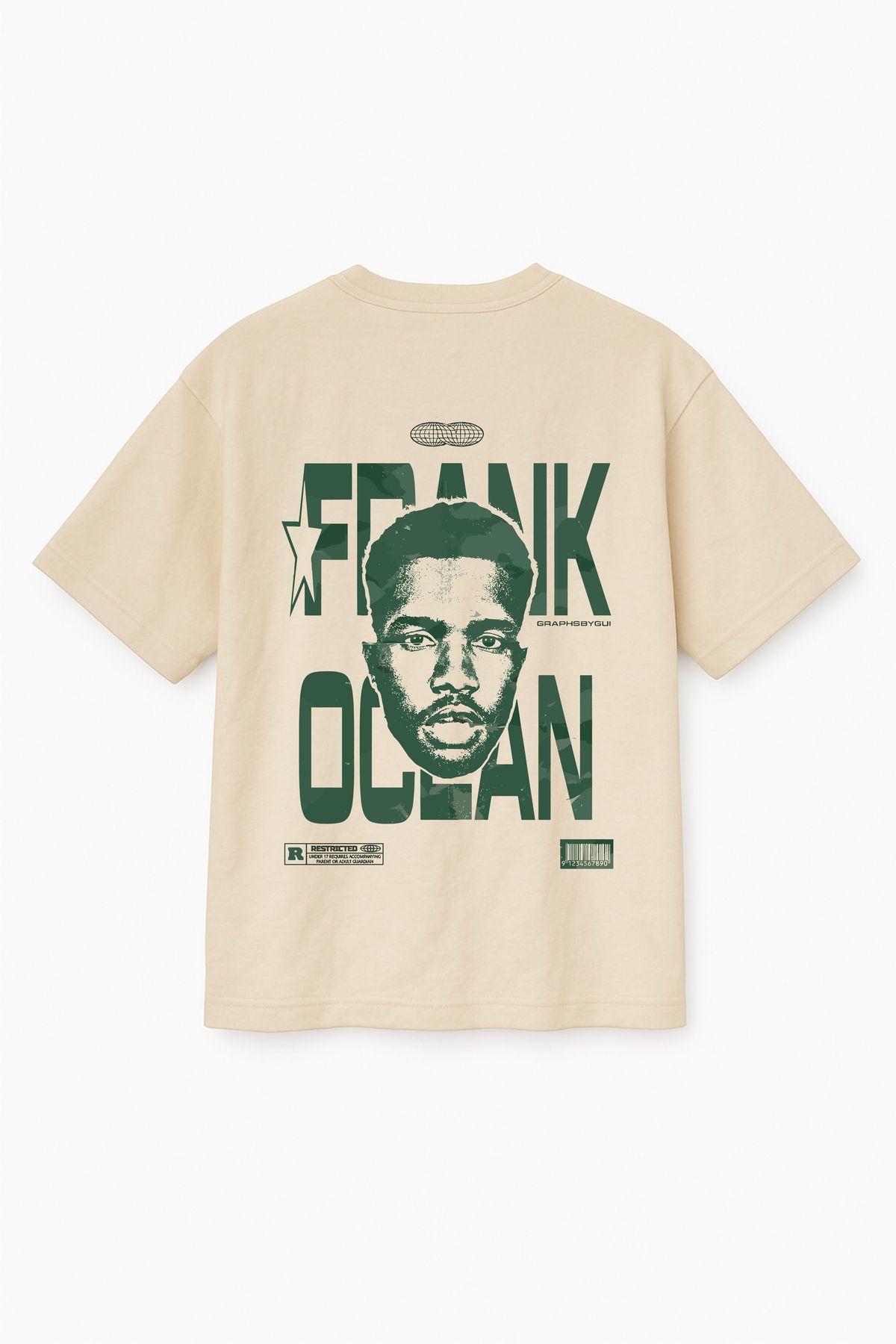 Altair Tr Bej Renk Oversize Frank Ocean Baskılı Unisex Tişört T-Shirt