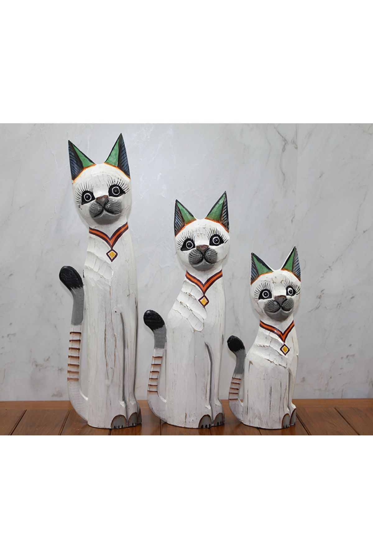 Çnrline Ahşap 3'lü Kedi Seti 50 Cm