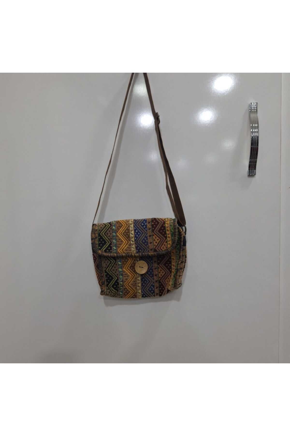 NUR TEKSTİL Kadın kahve Etnik-otantik Orijinal Kilim Dokuma omuz Çantası Yıkana Bilir Çanta