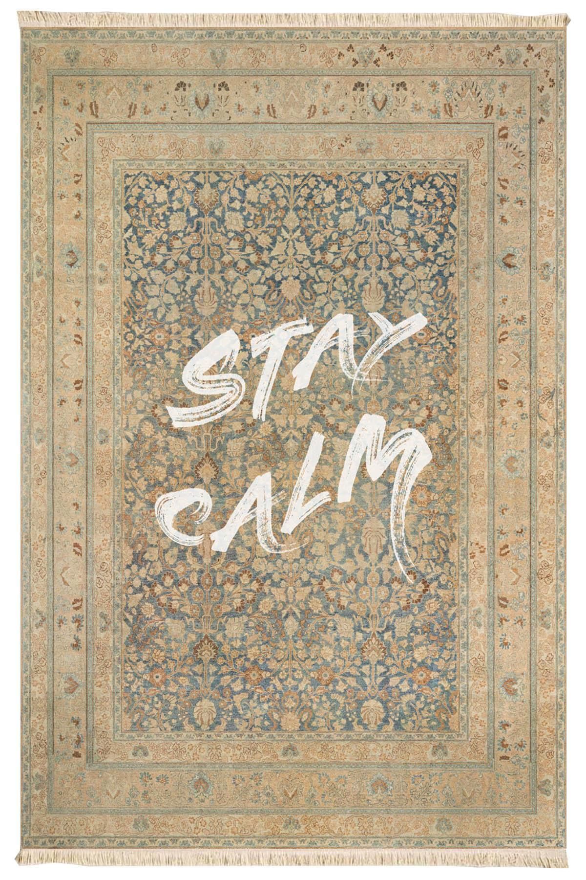 Markaev Stay Calm Baskılı Dokuma Taban Halı 186 YNG