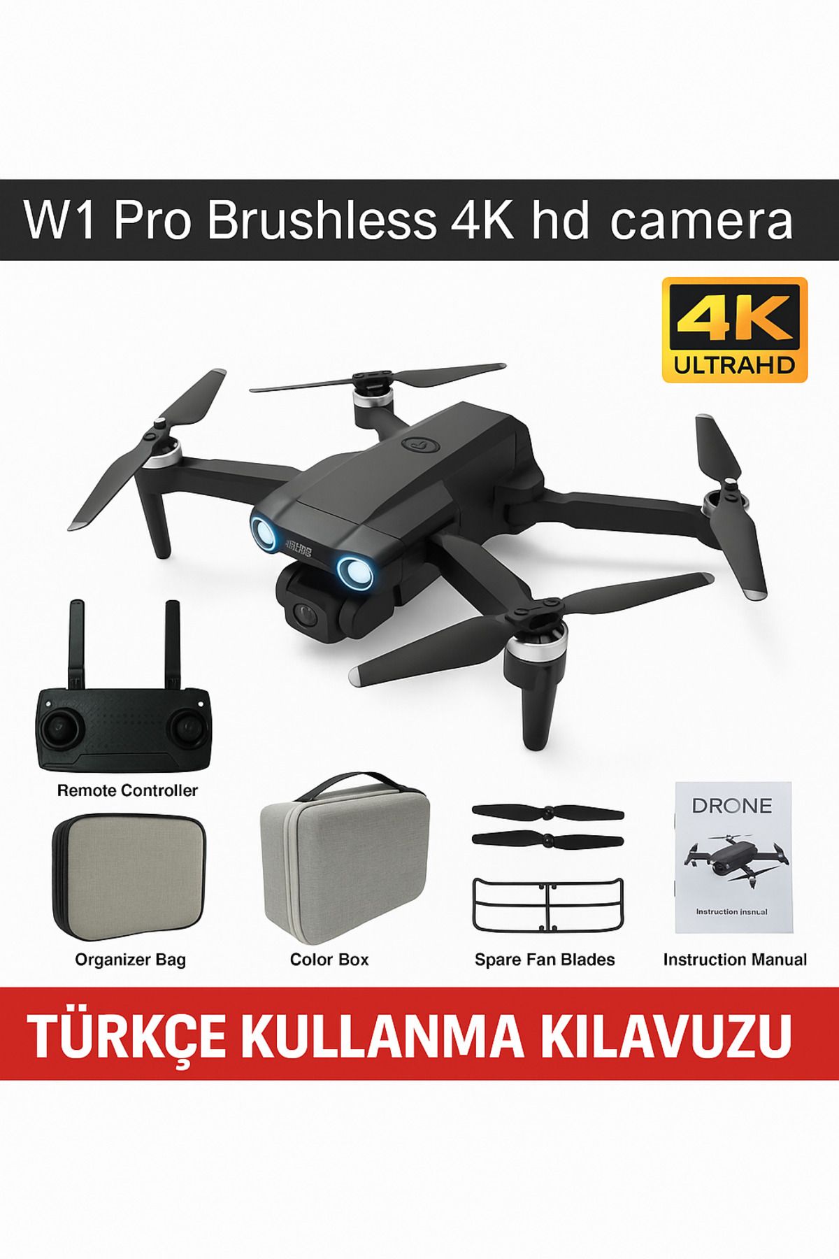 SophosTech W1 PRO S 4K HD Kamera Drone – Katlanabilir, WiFi FPV, Fırçasız Motor, Engel Kaçınma, Mini İHA