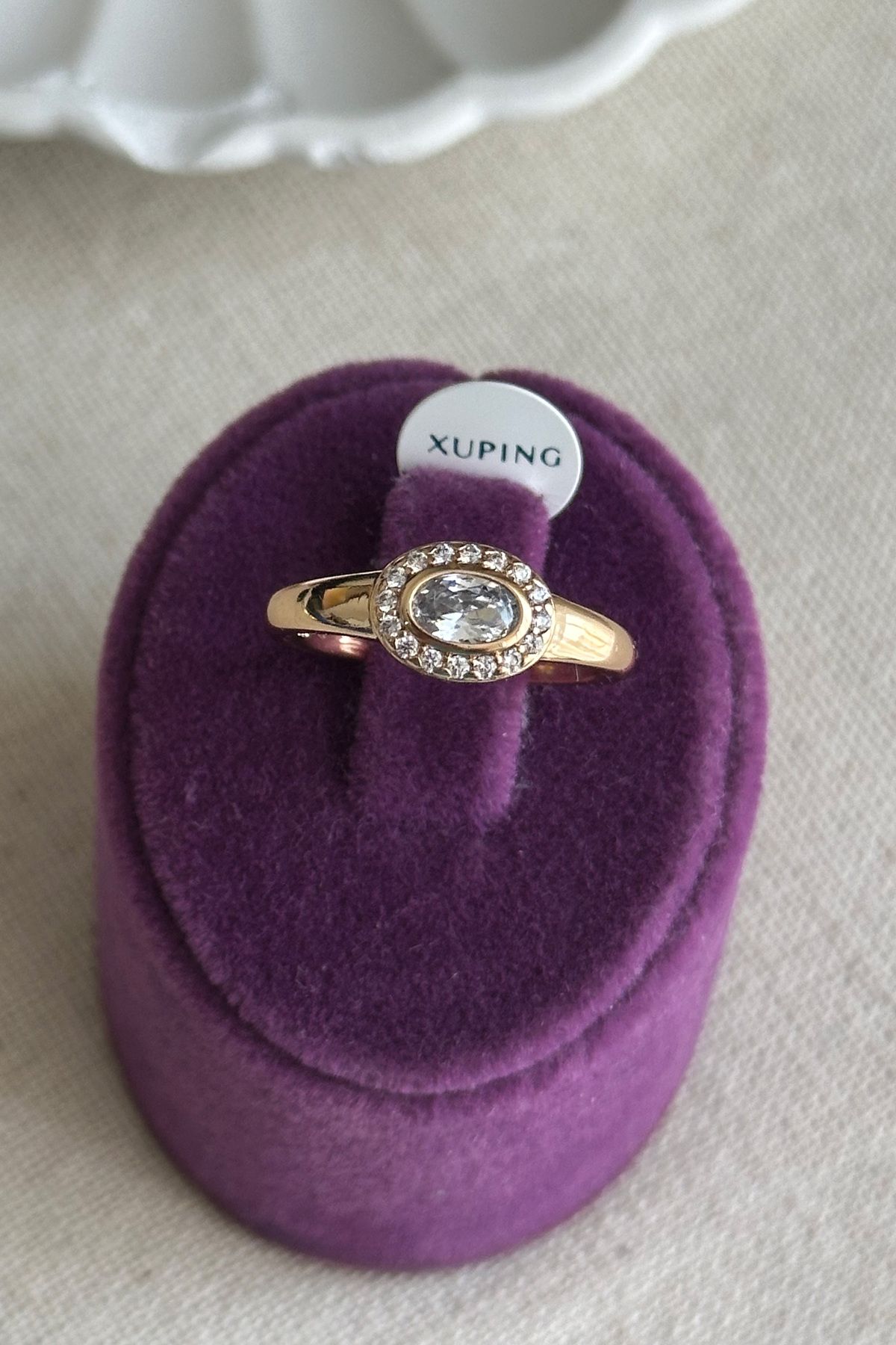 Modacaprea Xuping 18K Oval Tek taş Xuping Kadın Yüzük Kararmaz Xuping Yüzük