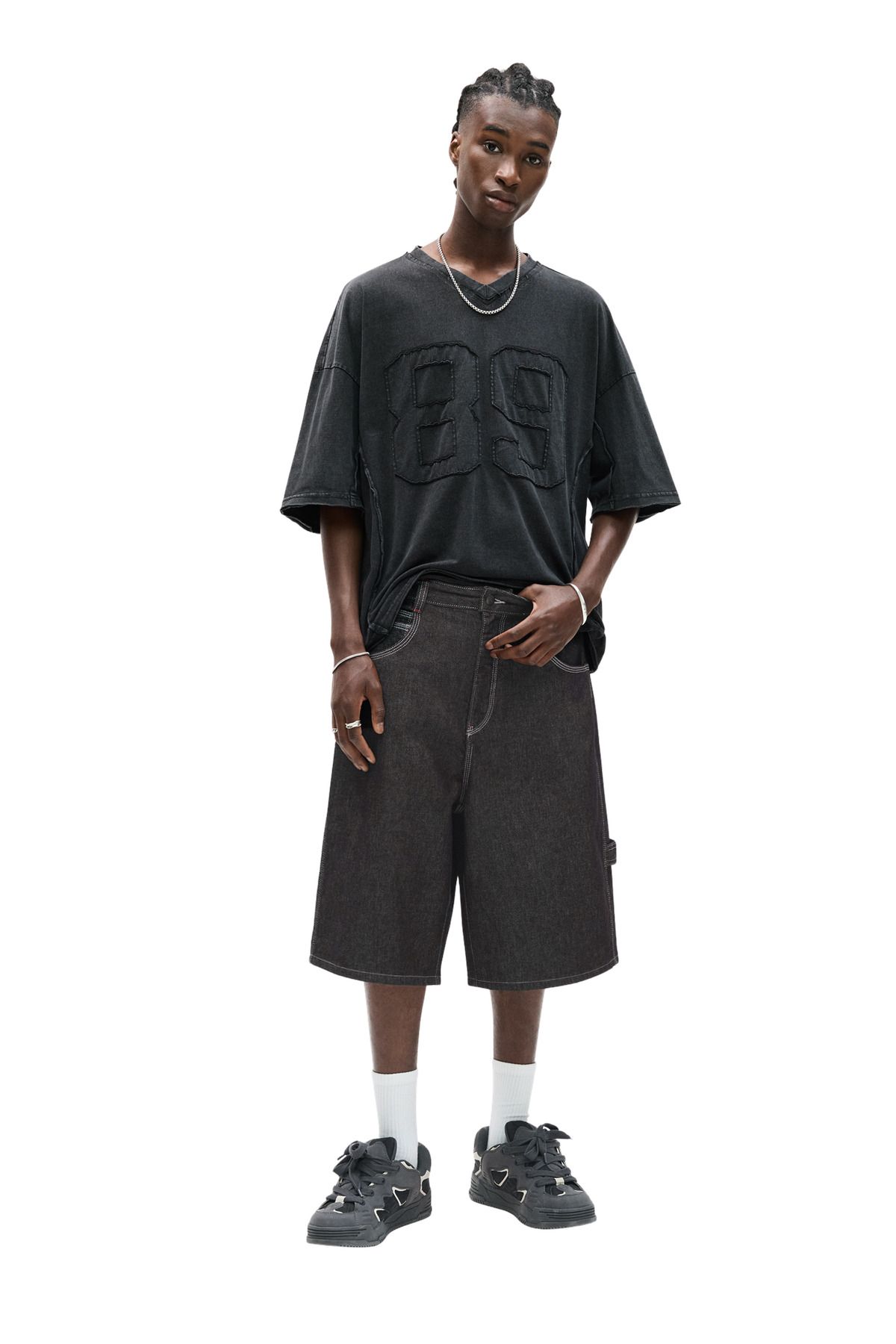 Pull & Bear Carpenter süper bol denim bermuda şort