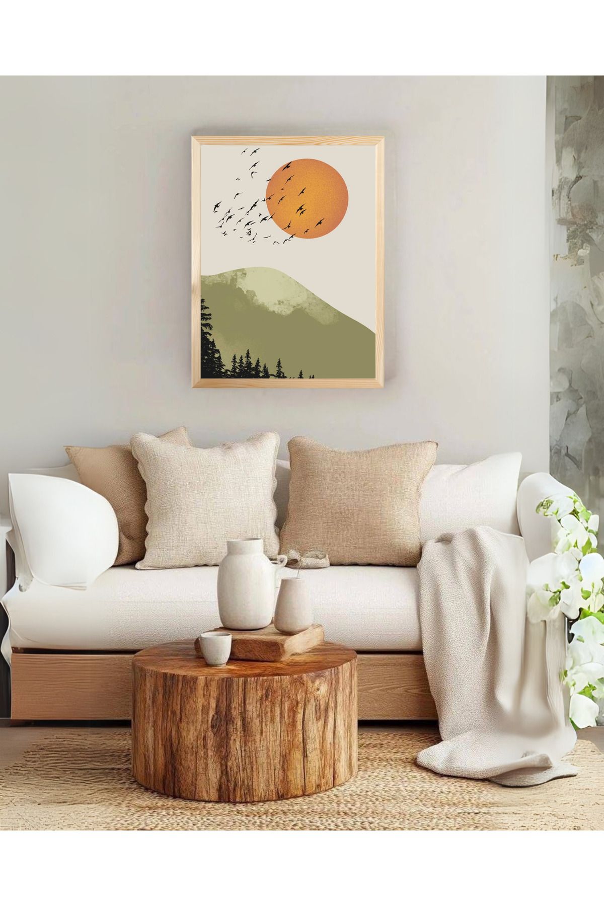 AlpiLeo Modern Minimalist Bohem Tablo | Göçmen Kuşlar Ahşap Tablo | Ev Ofis Çeyizlik Duvar Dekoru