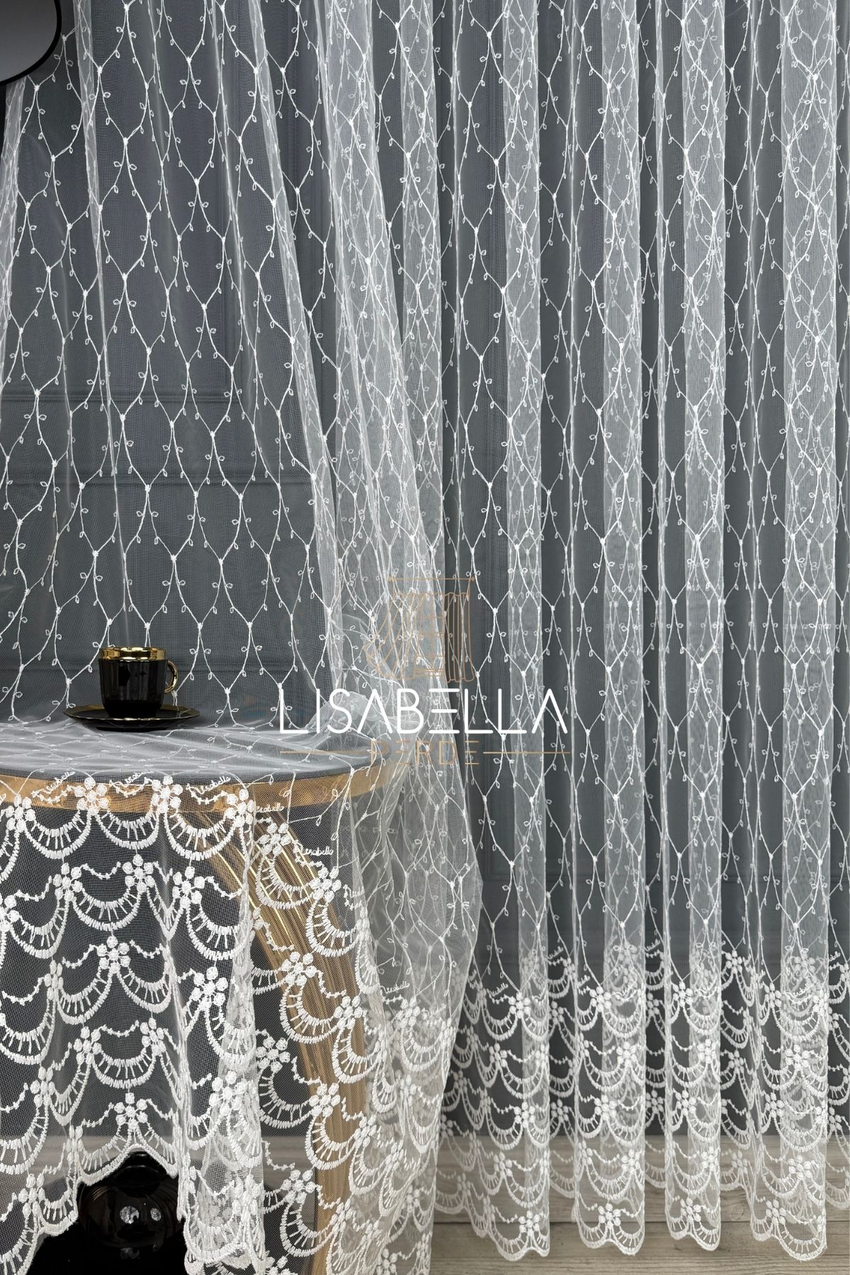 LisabellaHome Crystal Sheer Tülle (1x2 Pile Dikişli) ütü istemez.