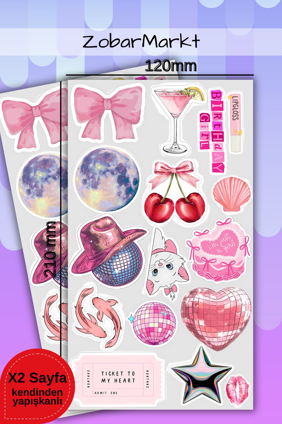 ZobarMarkt ONLINE MARKETING Party Girl Vibes Sticker Set (bullet journal- ajanda - laptop)