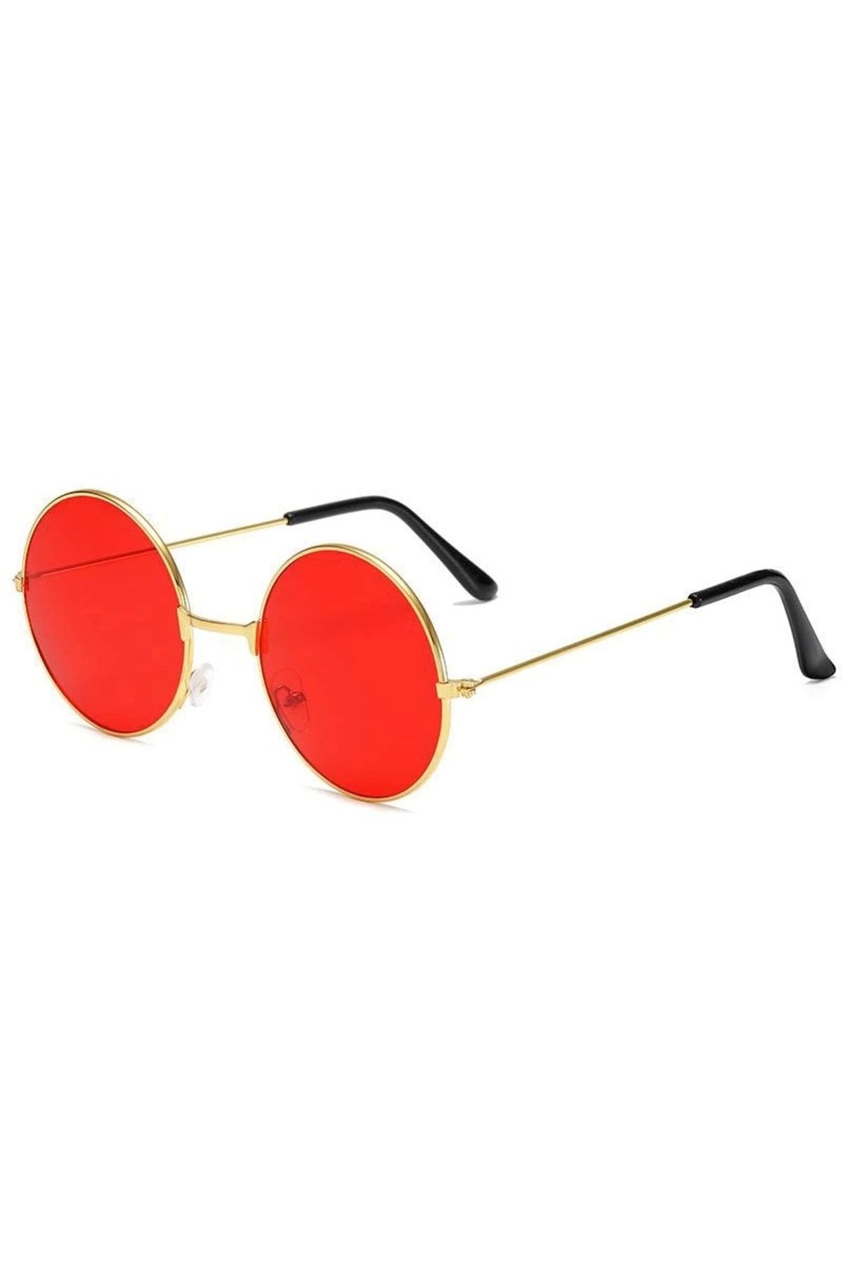 ShopNova Yulak Cam John Lennon Tarzı Gold Çerçeveli Kırmızı Gözlük