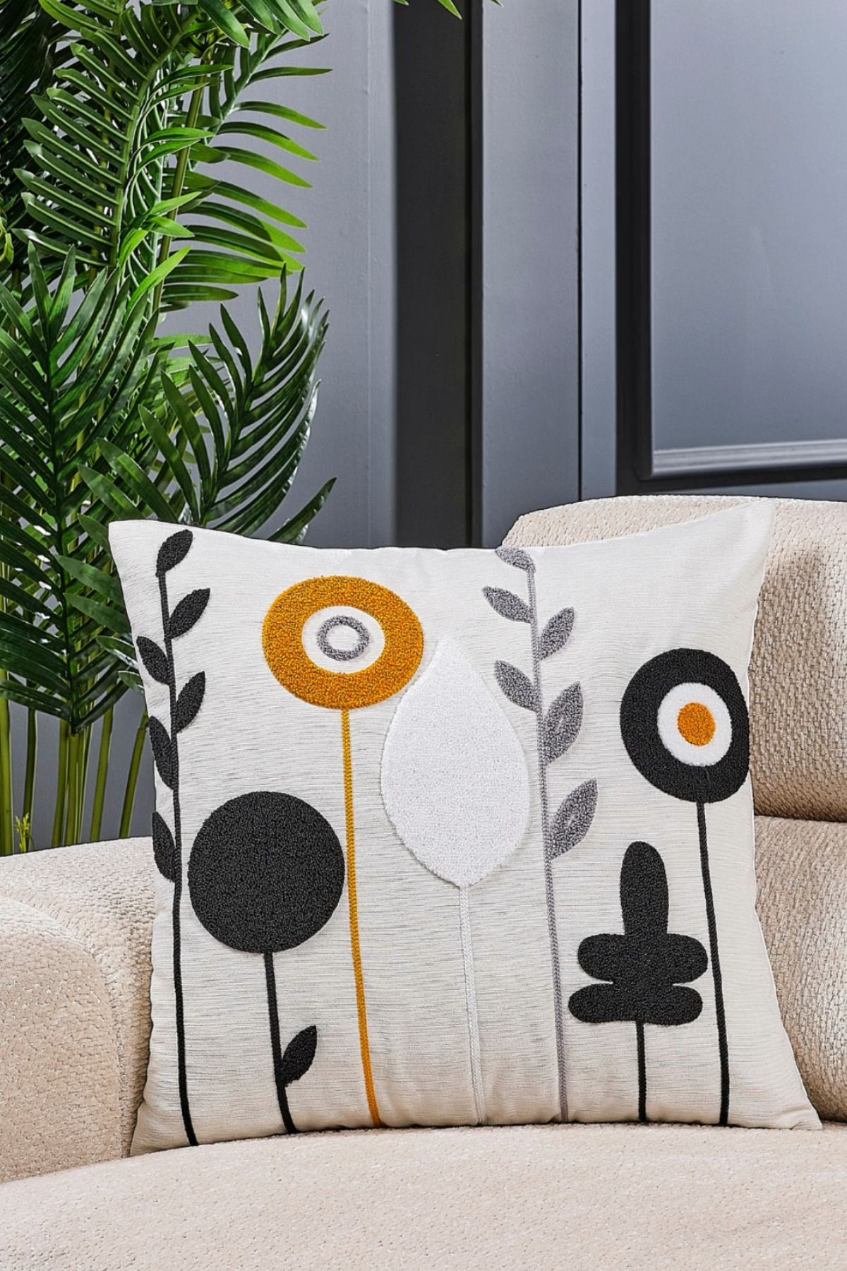 Home Seray Home Punch Nakışlı Şönil 44 x 44 cm Kırlent Kılıfı