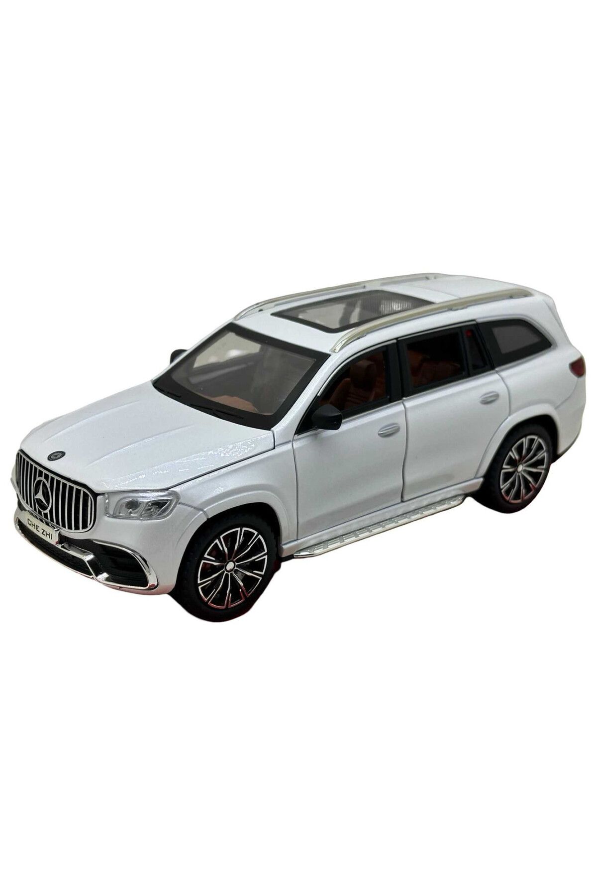 JPT-Mercedes GLS SUV Die-Cast Model 1:24 Pearl White - sounds, lights and spring-20 cm 2