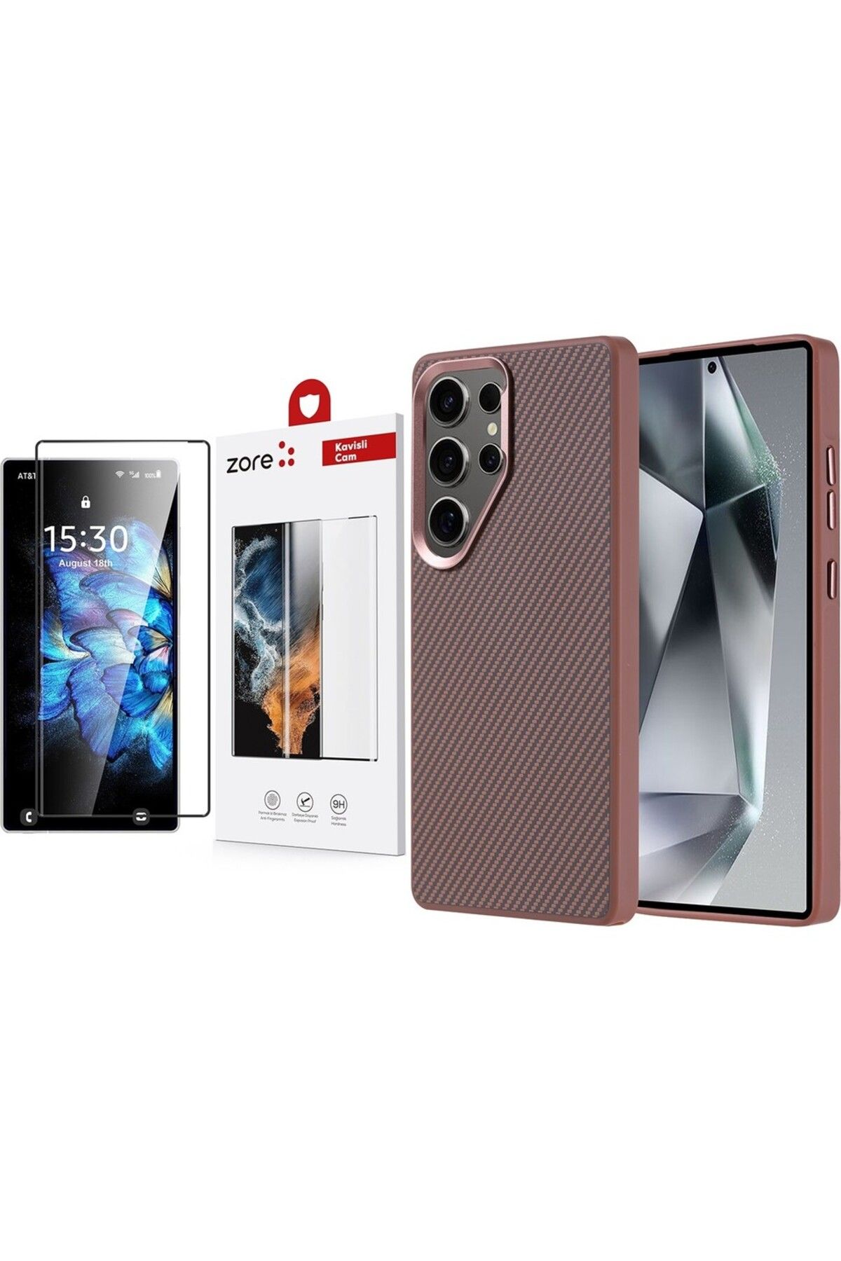 Vendas Galaxy S25 Ultra Kılıf M-safe Şarj Özellikli Karbon Fiber Zore Troy Kapak + Dias Cam Ekran Koruyucu