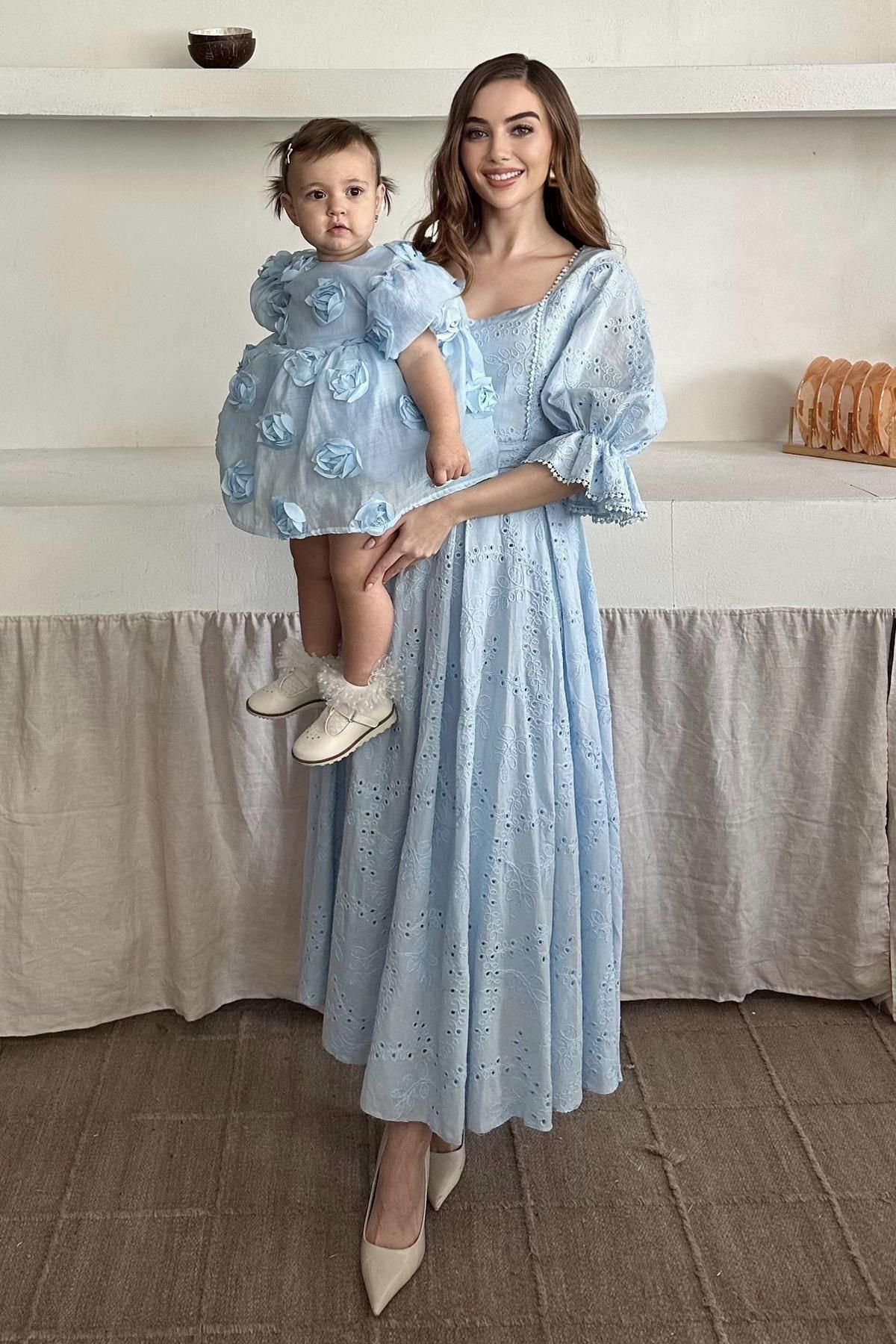 Elbee Fashion Woman Kolu Lastikli Fistolu Kuşaklı Elbise
