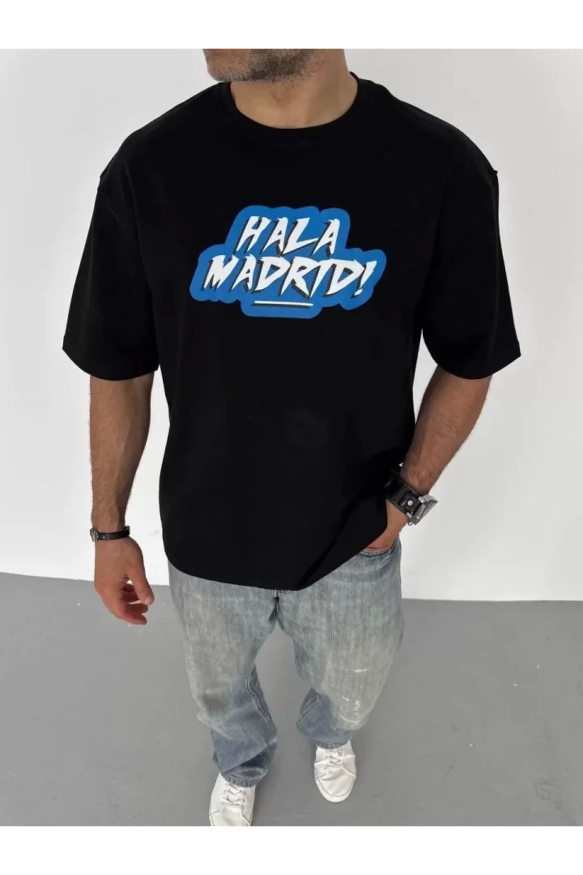 MODA Unisex Bisiklet Yaka Baskılı Oversize Thirt iyah