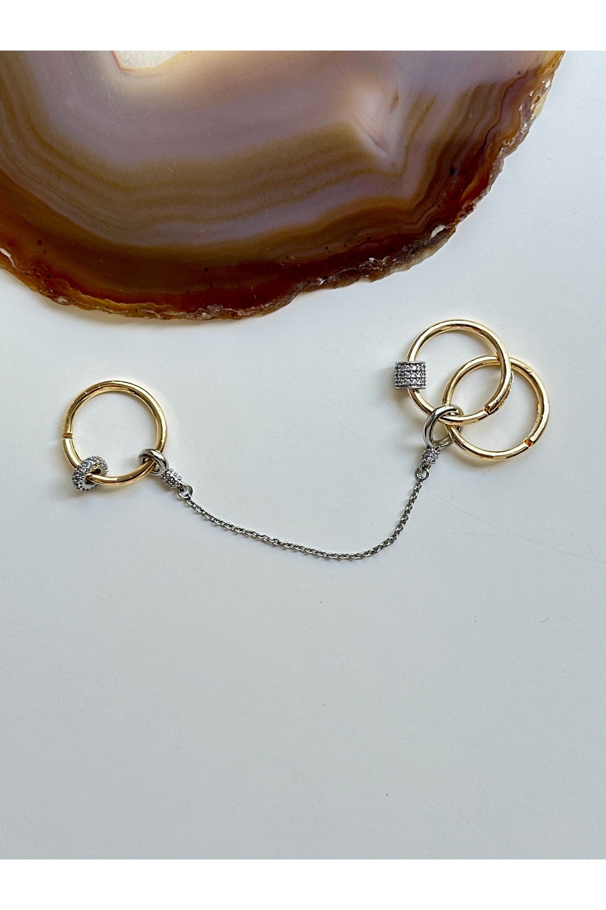 YOUES JEWELRY 3 SIRA TAŞLI YÜZÜK AYARLANABİLİR