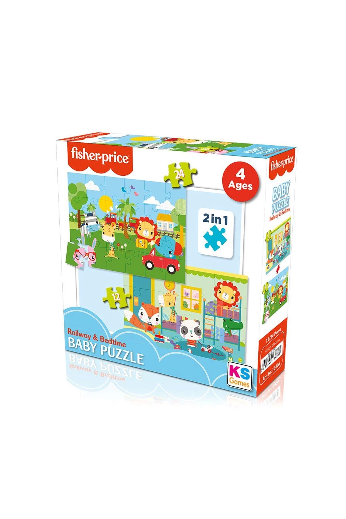 Esrion 13406 Ks Fisher-price Baby Puzzle - Railway & Bedtime / 12+24 Parça Puzzle / +4 Yaş