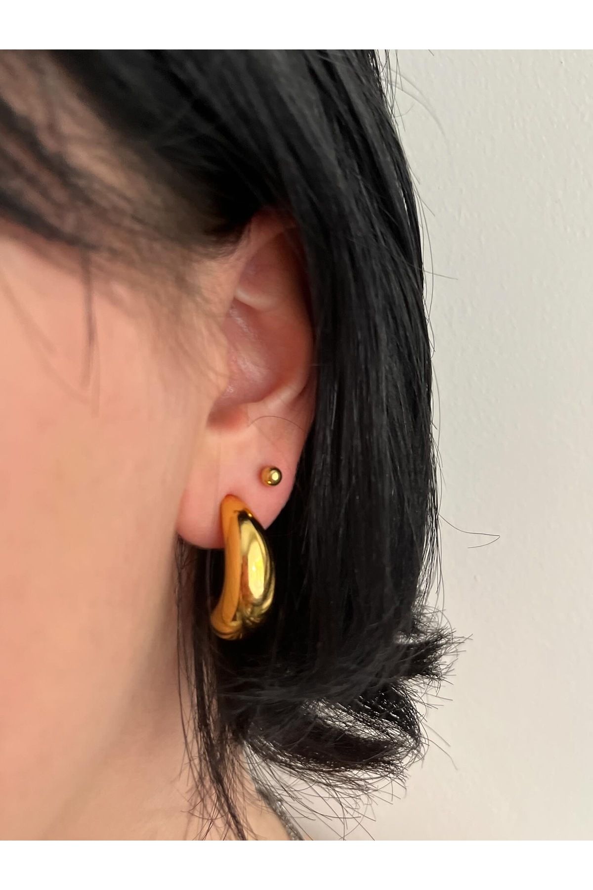 S&A Accessory Gold Damla Çelik Küpe