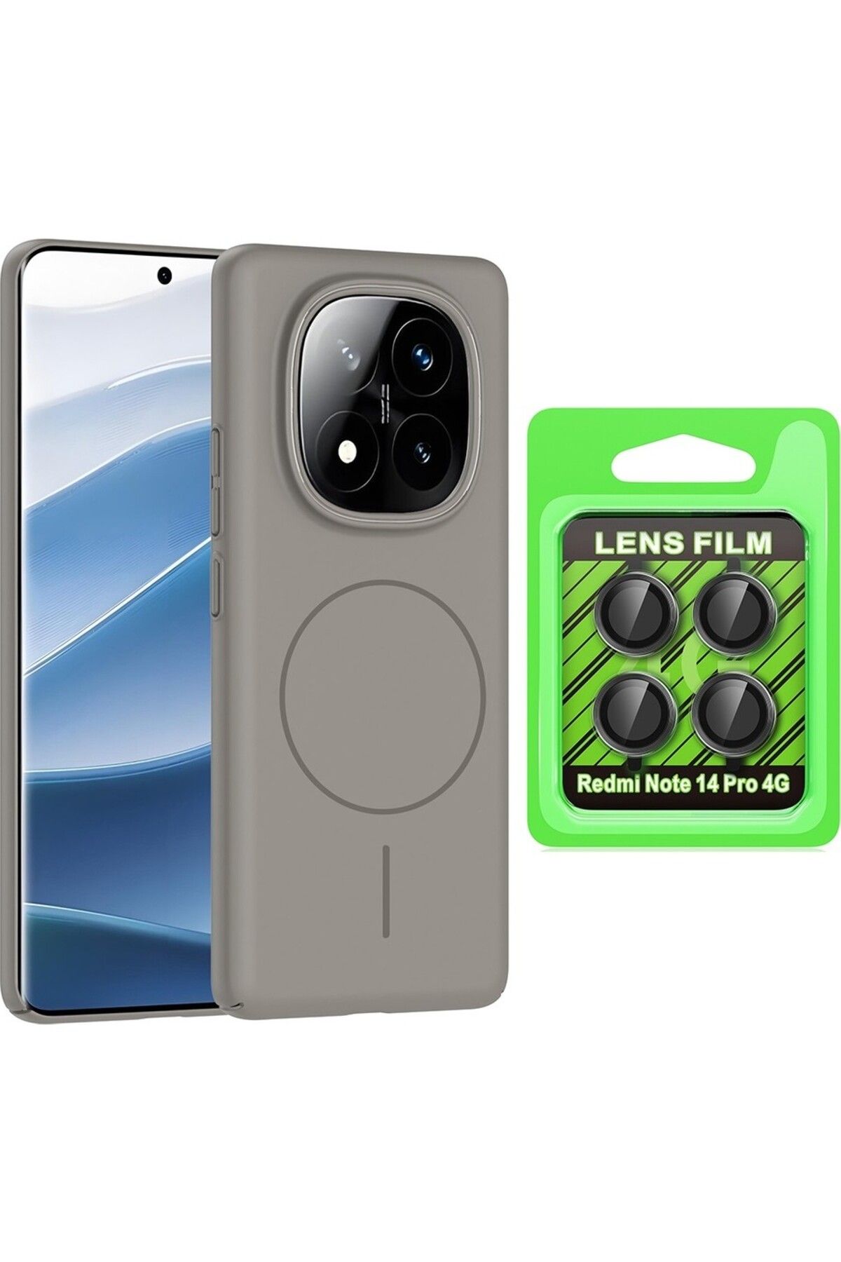 Vendas Xiaomi Redmi Note 14 Pro 4G Kılıf Magsafe Şarj Özellikli Zore Ruby Sert Kapak + Kamera Lens Koruyucu
