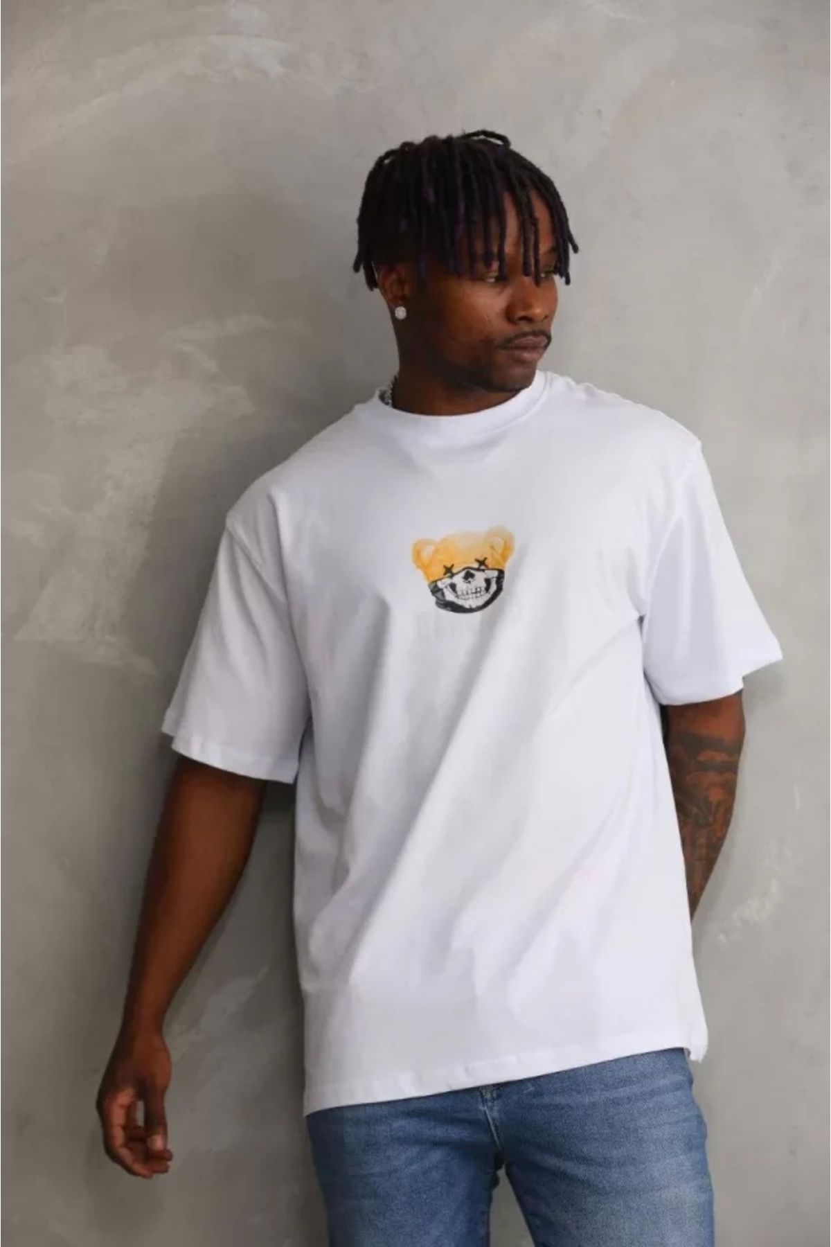 MODA Unisex Baskılı Oversize Thirt Beyaz