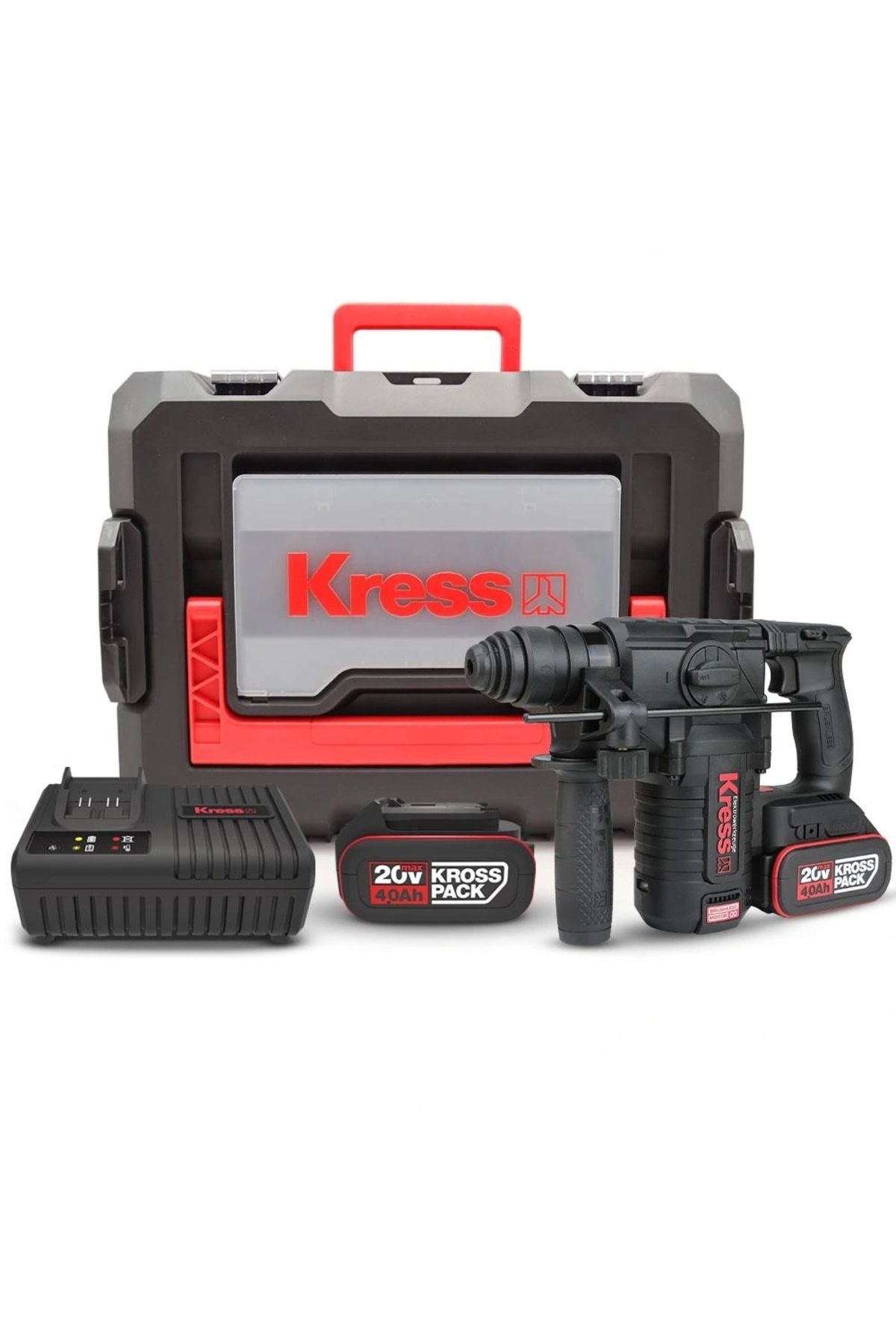 ShopNova Kress KUC61.2 20Volt 4.0Ah. 2.2J Li-ion Çift Akülü Kömürsüz Profesyonel SDS-Plus Pnömatik Kırıcı/Del