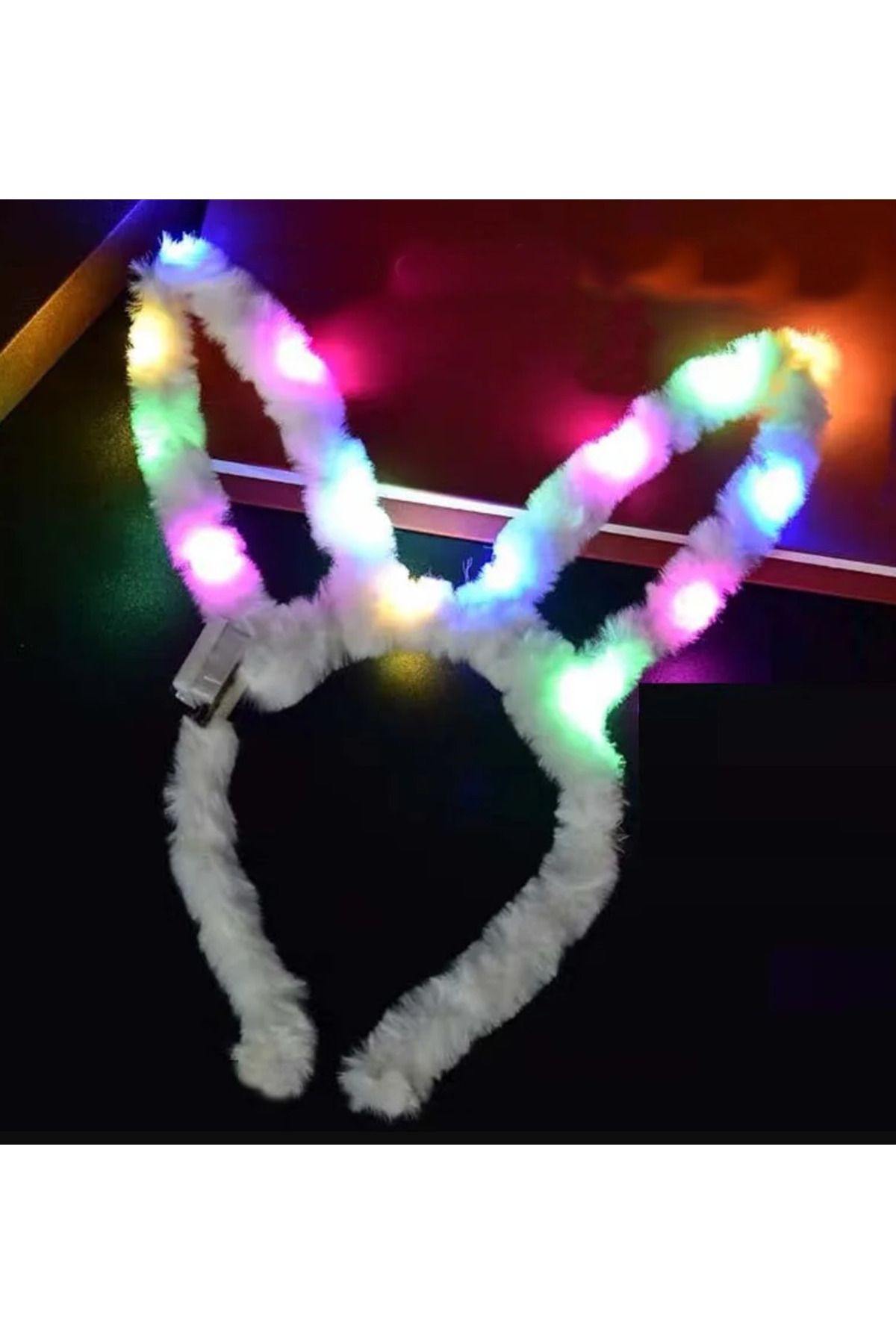 Çnrline Led Işıklı Peluş Tavşan Kulak Taç Beyaz