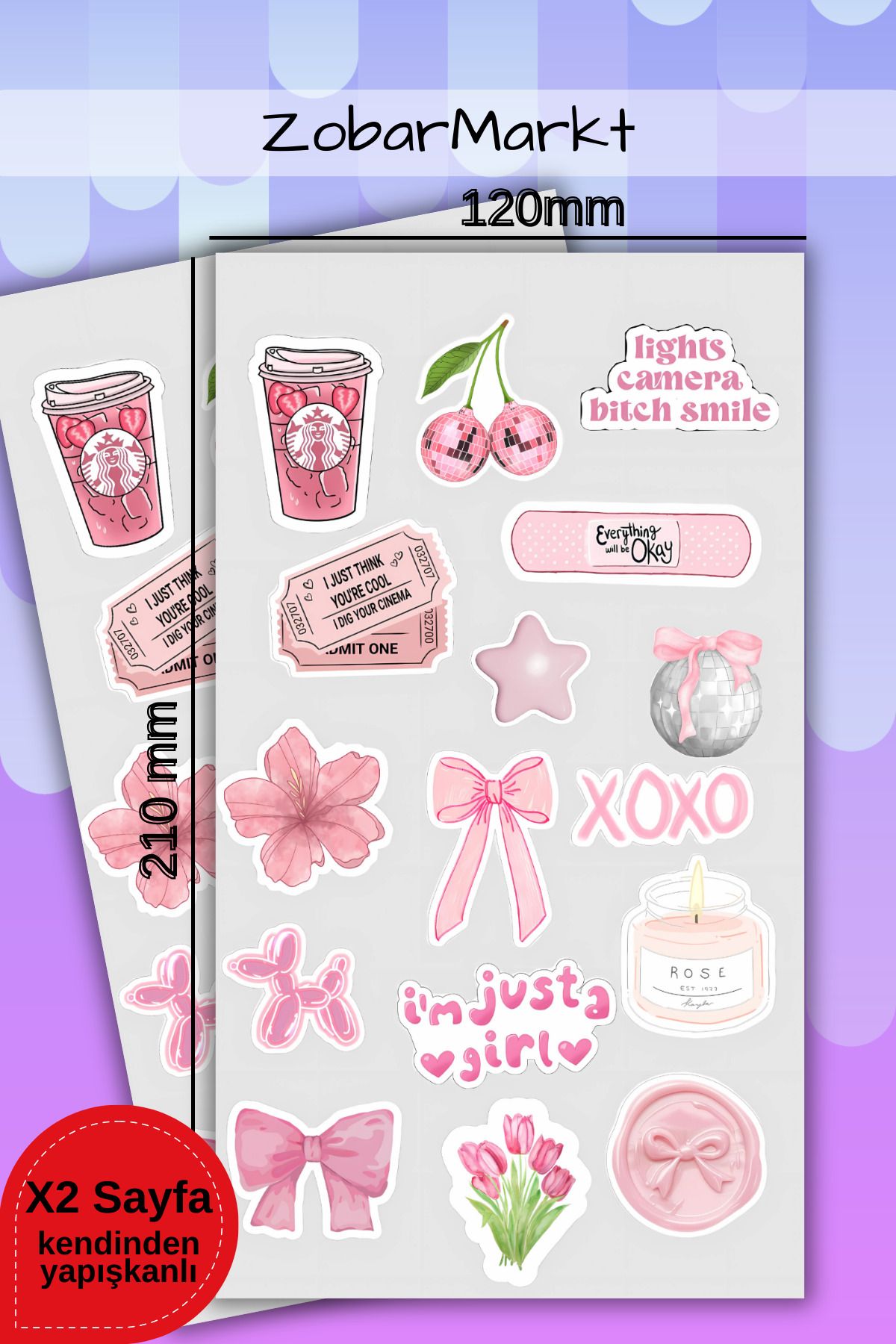 ZobarMarkt ONLINE MARKETING Just a Girl Sticker Set (bullet journal- ajanda - laptop)