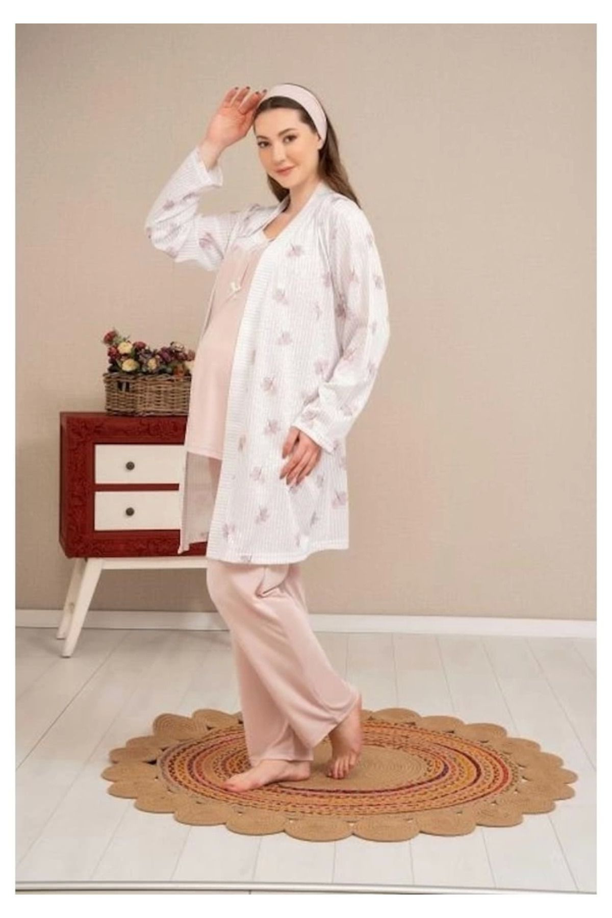 Moda Şahsenem Ba-ha 4521 Sabahlıklı Lohusa Pijama Takımı