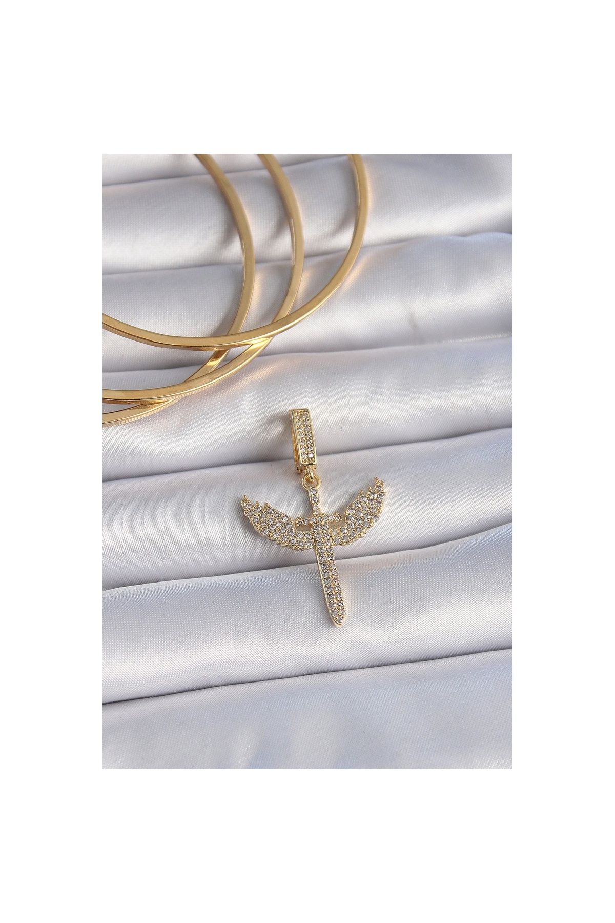 maarketim Pirinç Gold Renk Zirkon Taşlı Mikail Model Ajda Charm