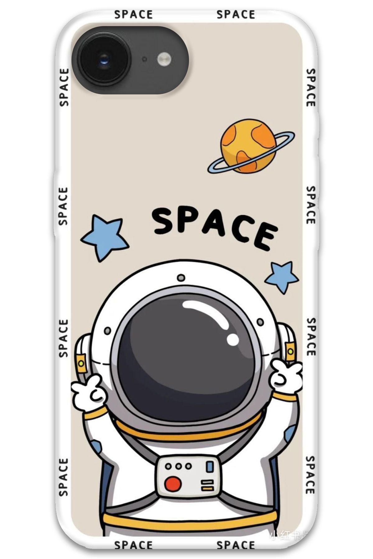 Gramaphone iPhone 16e Uyumlu Astronot Desenli Telefon Kılıfı + Ekran Koruyucu - 5865