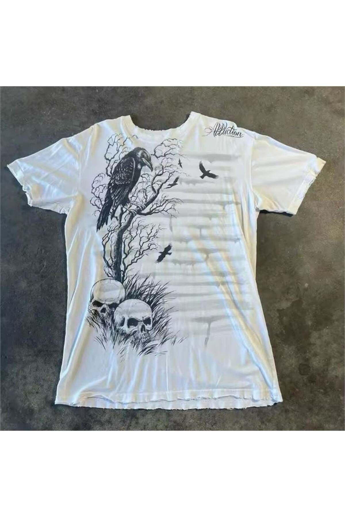 Peripeti Gothic Crow Skulls Cyber Grunge Unisex Tişört