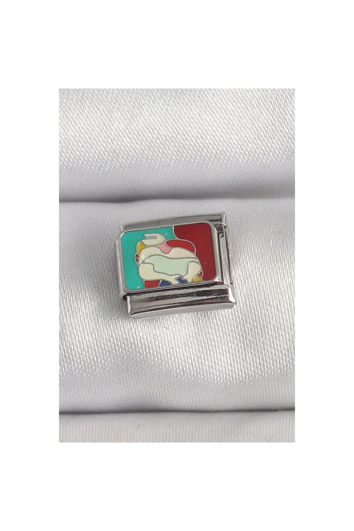 maarketim 316L Çelik Gümüş Renk Renkli Portre Model Nomination Charm