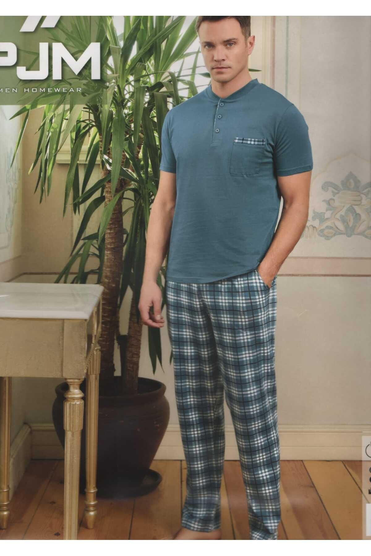 Pijamoni PJM (PİJAMONİ) ERKEK KISA KOLLU PİJAMA TAKIMI