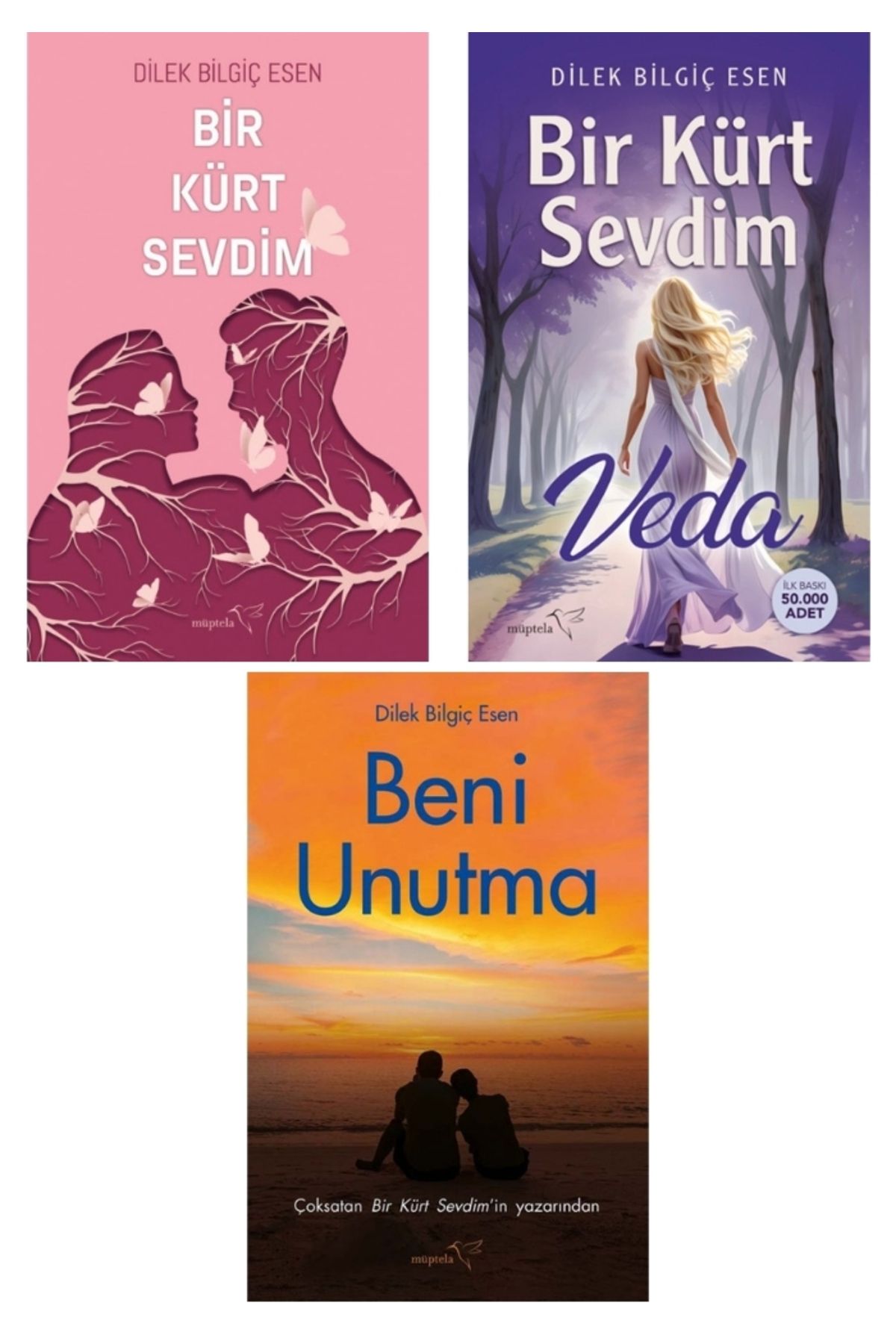 Müptela Yayınları Dilek Bilgiç Esen 3 Kitap Set - Bir Kürt Sevdim - Bir Kürt Sevdim Veda Beni Unutma Sticker Hediyeli