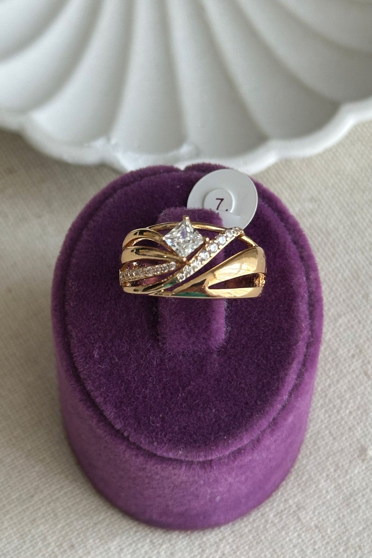 Modacaprea Xuping 18K Asimetrik Tek Taş Xuping Kadın Yüzük Kararmaz Xuping Yüzük