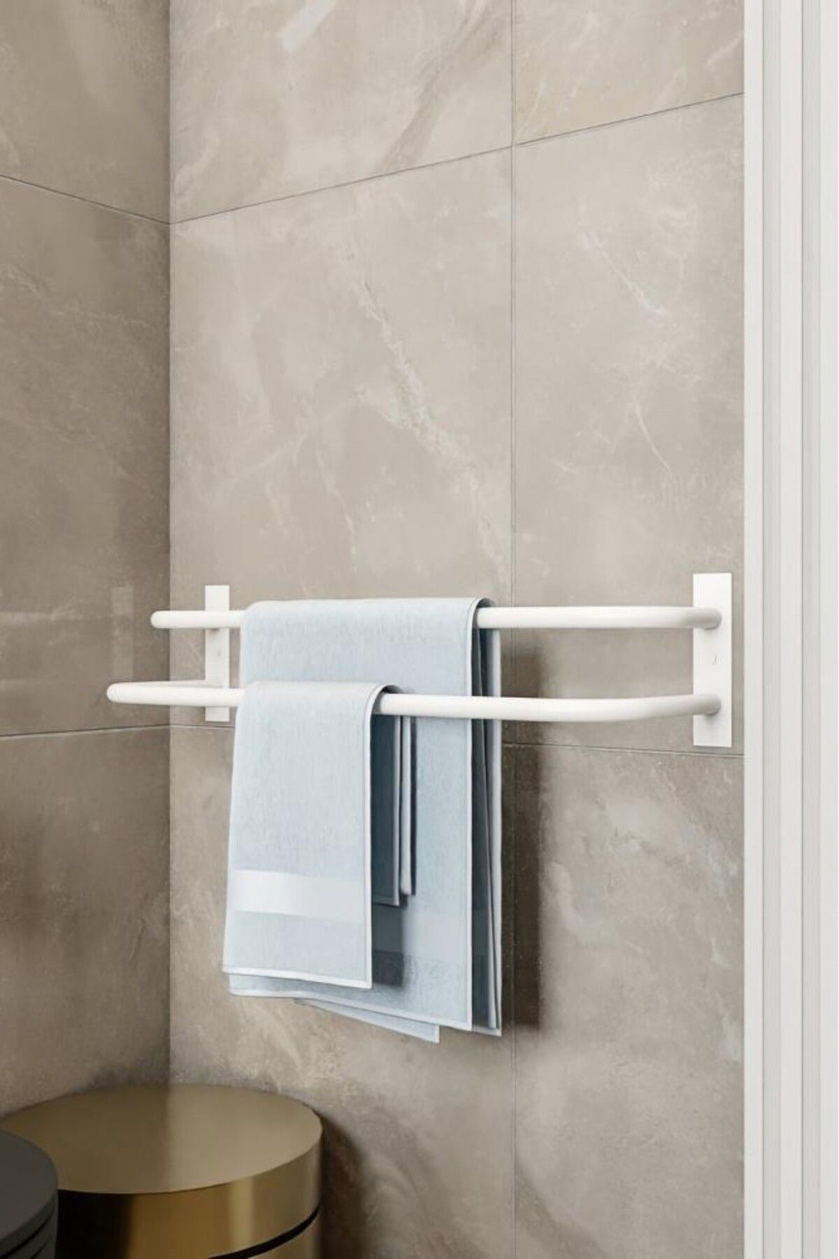 Grandmix Duvar Montajlı İkili Havlu Askısı Modern Minimalist Metal Banyo Havlu Asacağı Banyo Toparlayıcı