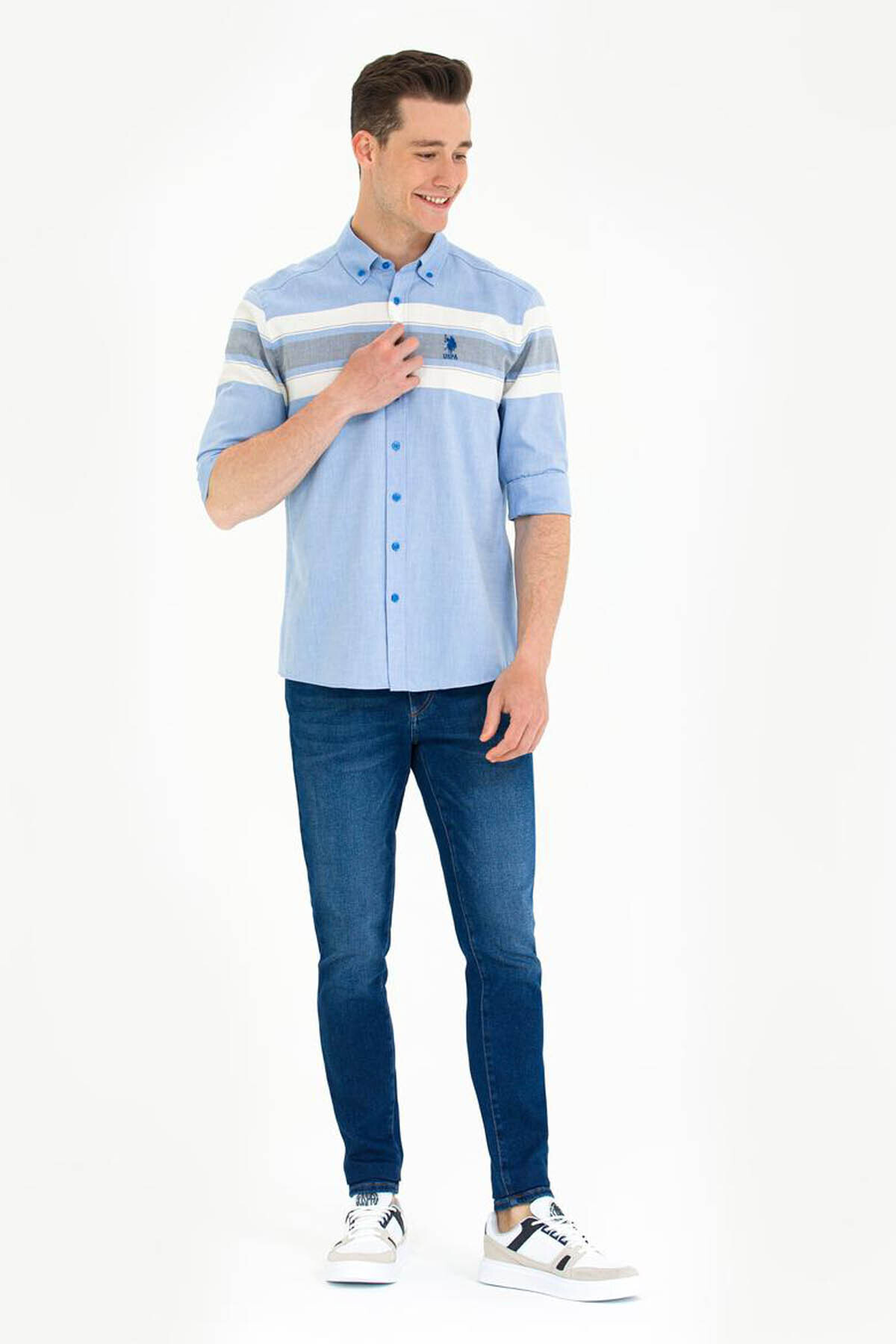 U.S. Polo Assn. Rıbaro Saks Erkek Gömlek 1584026 — آبی — تصویر 4 از 7
