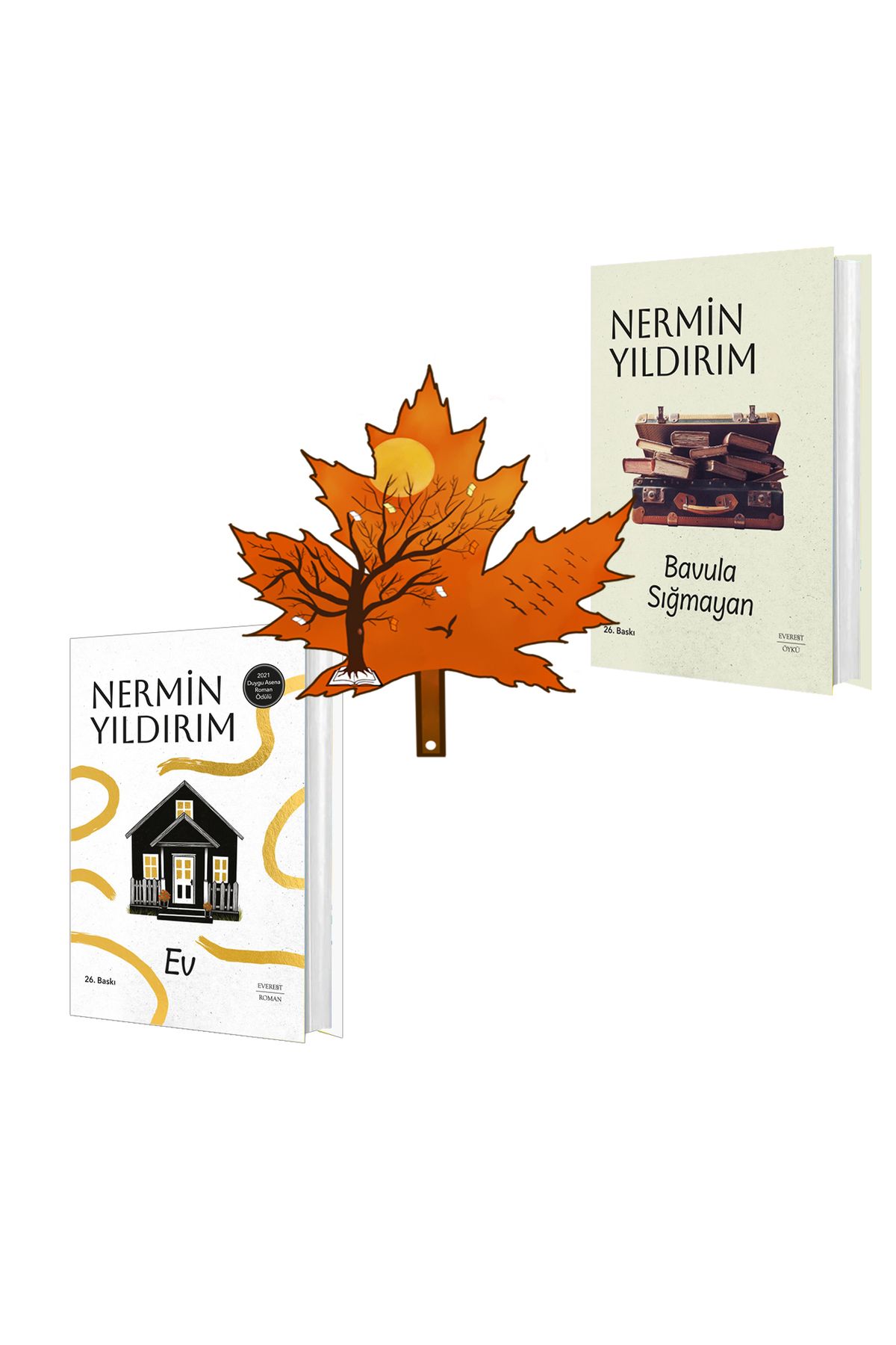 Everest Yayınları nermin yıldırım - ciltli 2 kitap - ev - ve - bavula sığmayan - kitap ayracı ile