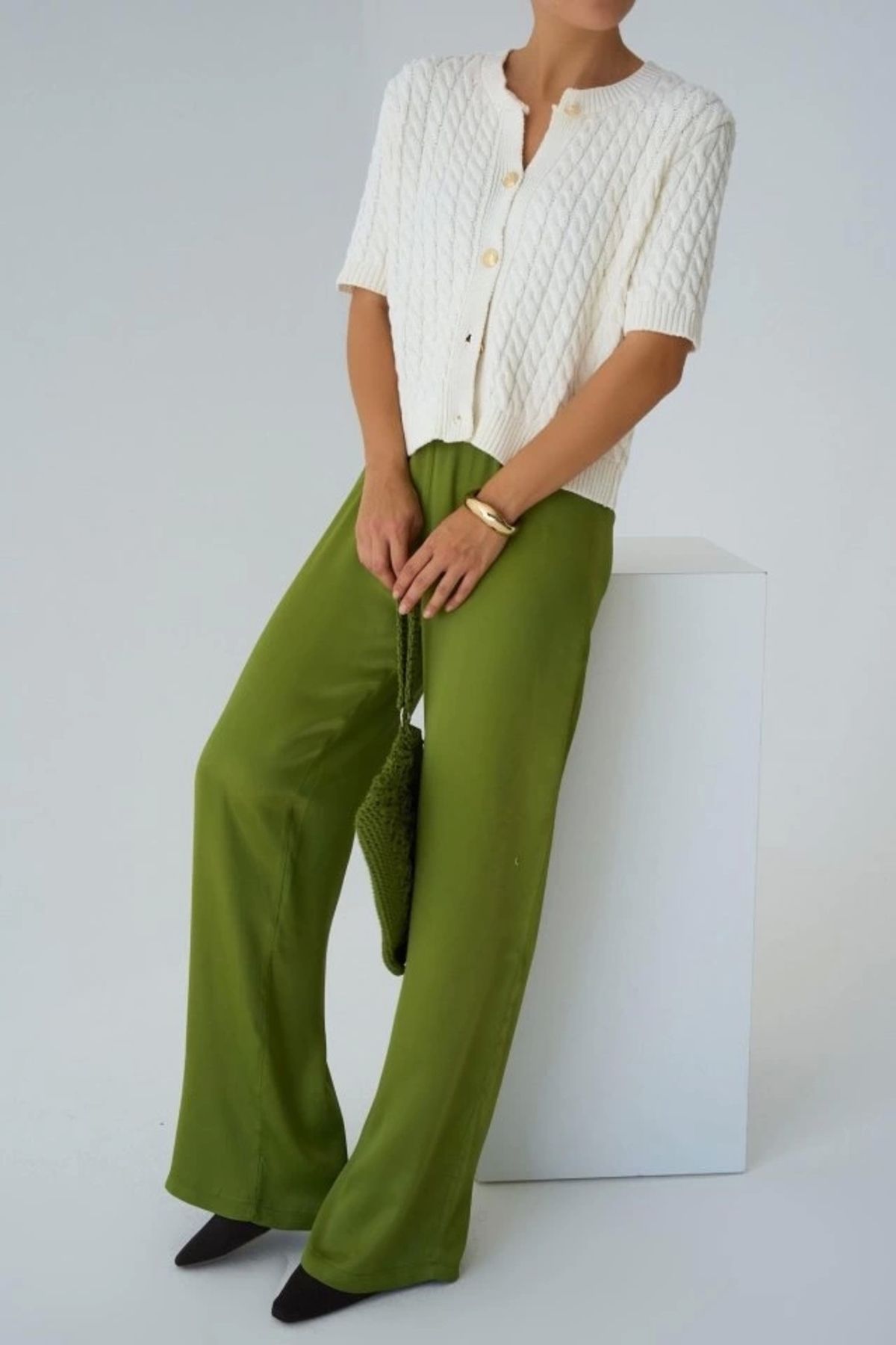 MODA astikli Pantolon Yeşil