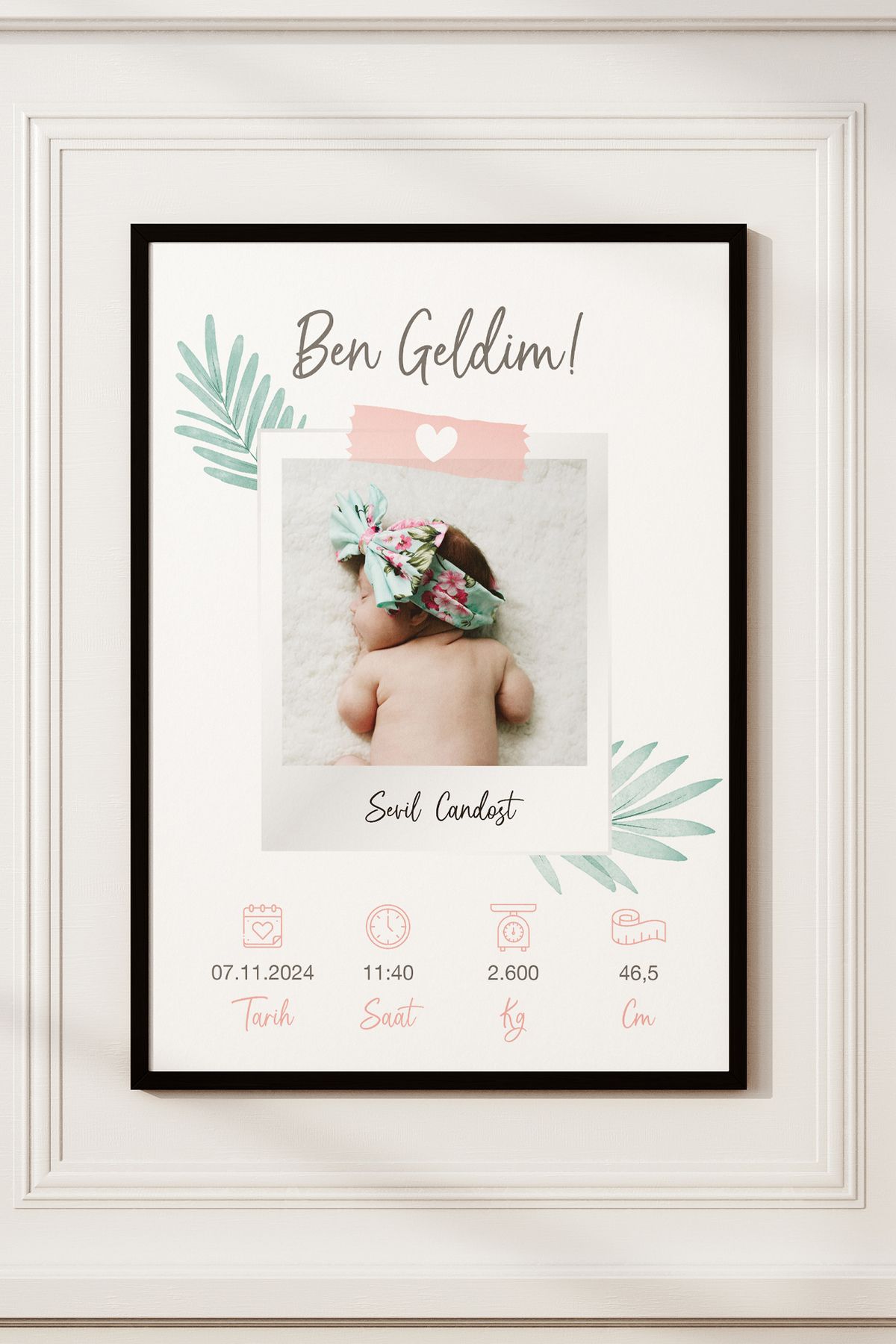 Bak Bu Başka Kişiye Özel Bebek Posteri, Bebeğimin İlk Posteri, Ahşap Çerçeveli Bebek Odası Poster Tasarımı
