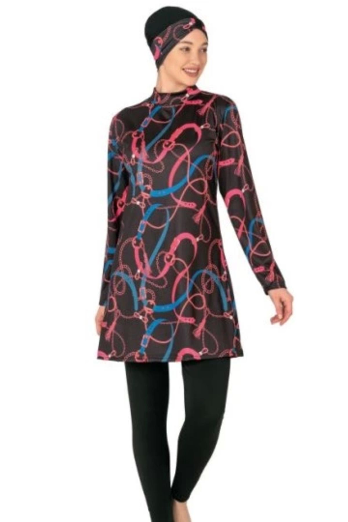 Moda Şahsenem Fantasy 3408 Desenli Tesettür Mayo